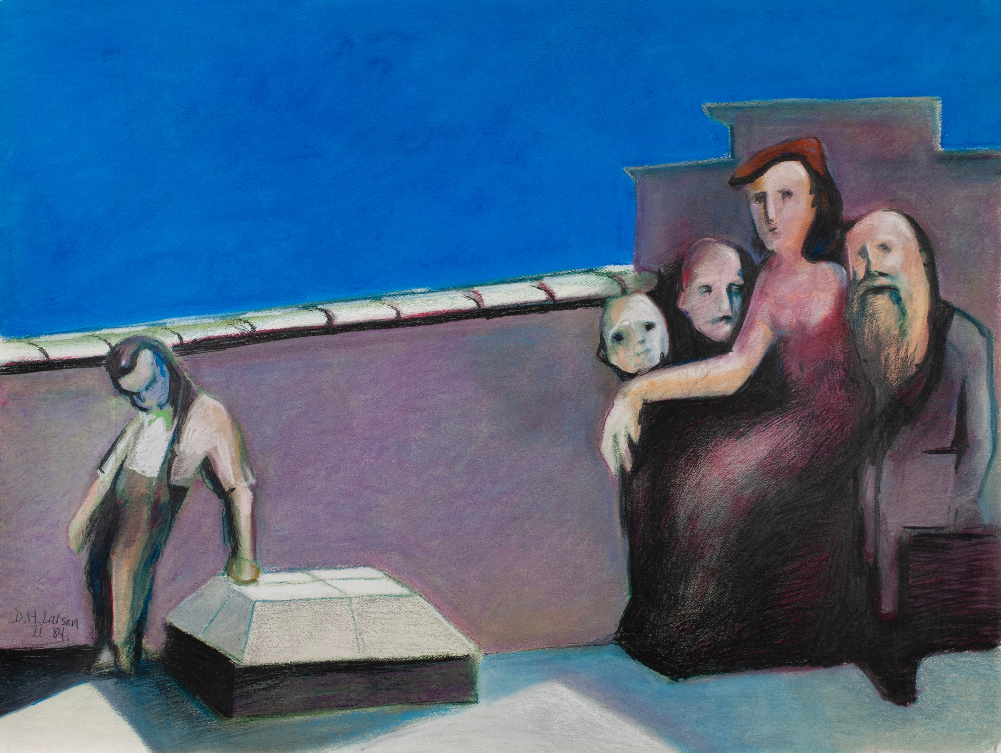 Art with the title "Family on Rooftop".