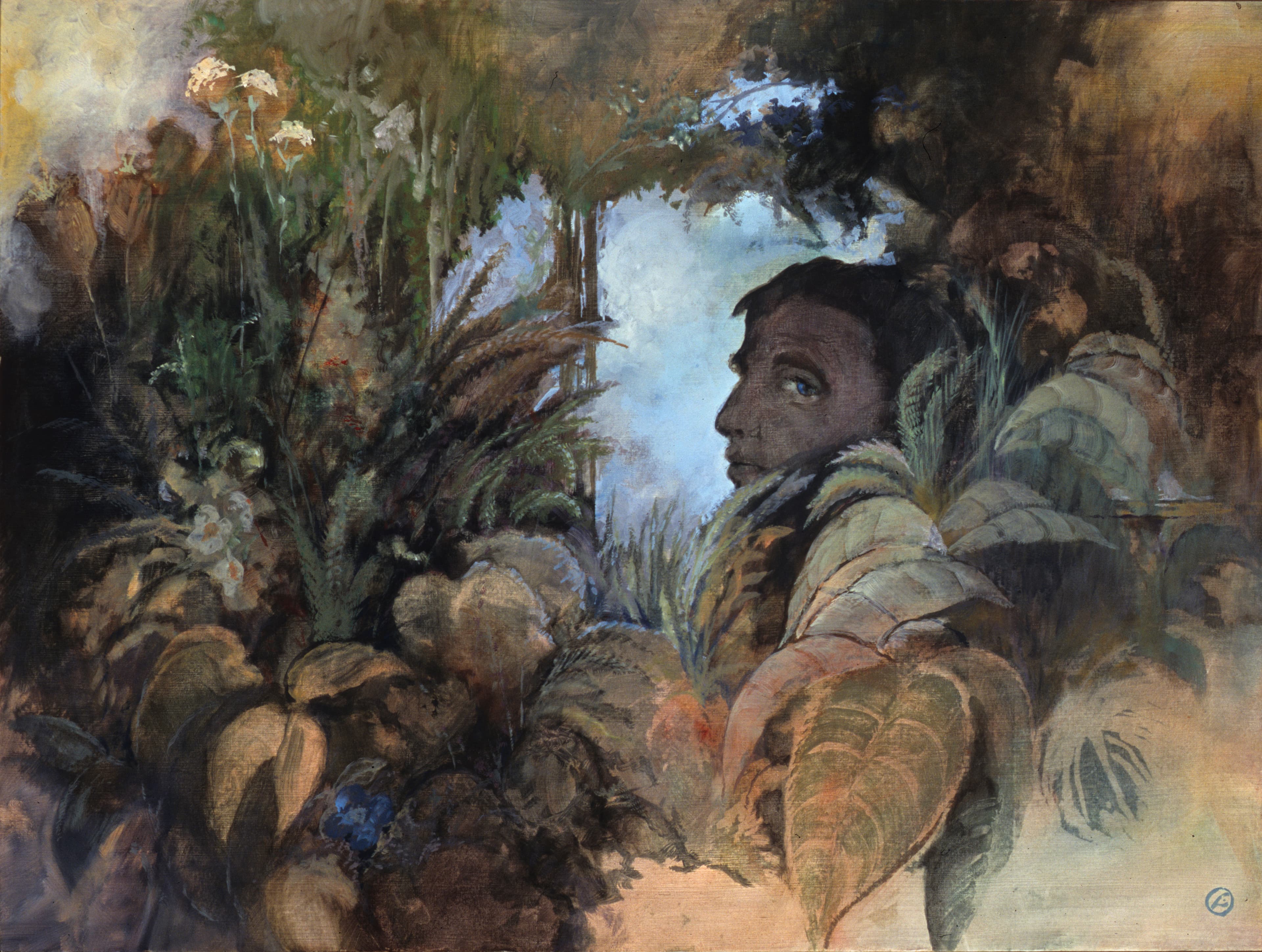 Art with the title "Man in Garden".