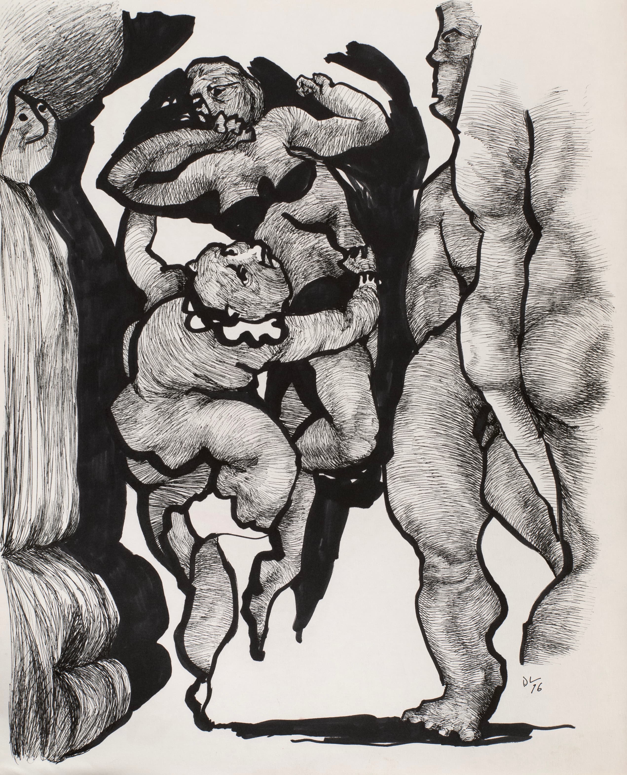 Art with the title "Dancers, Clutching".