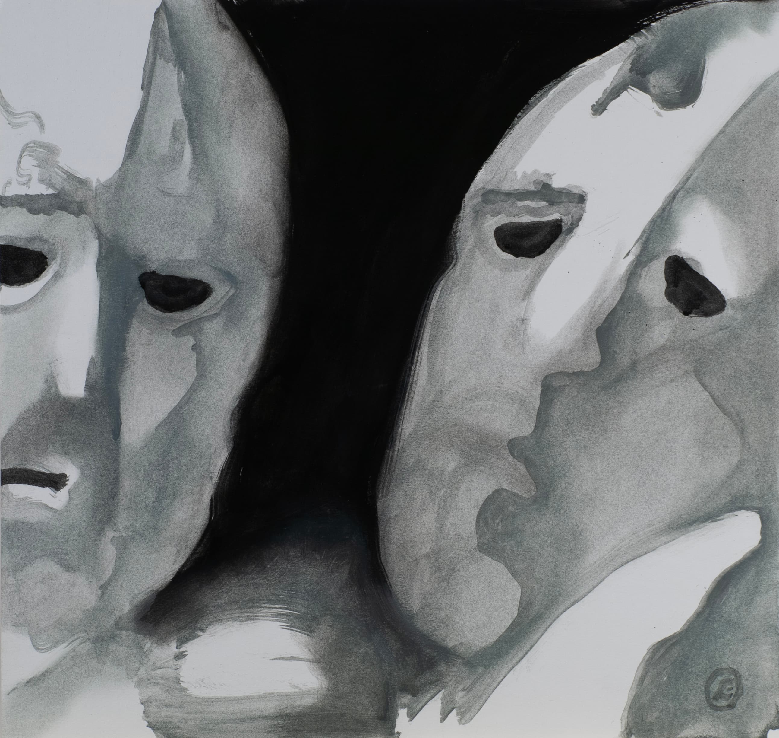 Art with the title "Two Mask Faces".