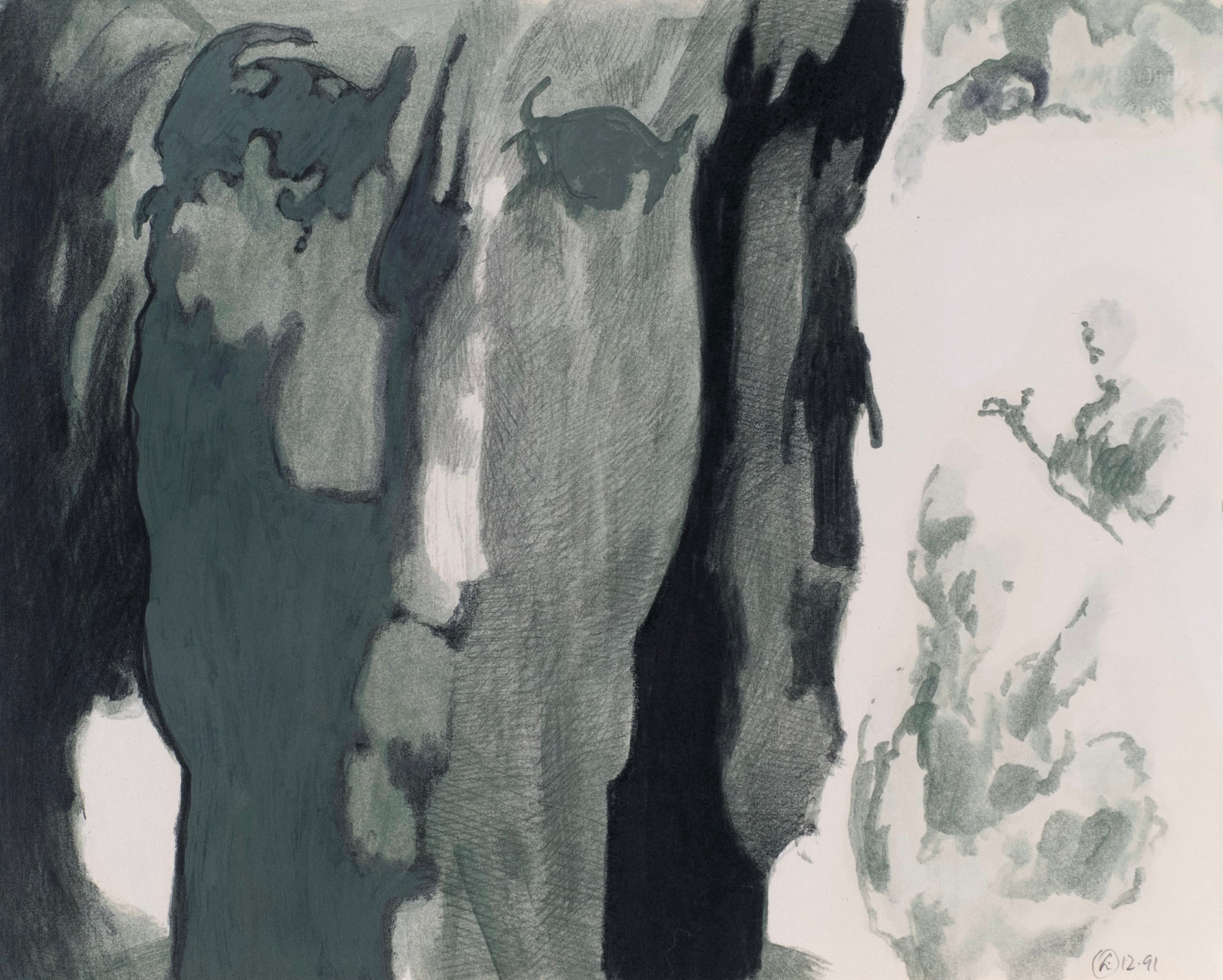 Art with the title "Two Heads, Dark one Left".