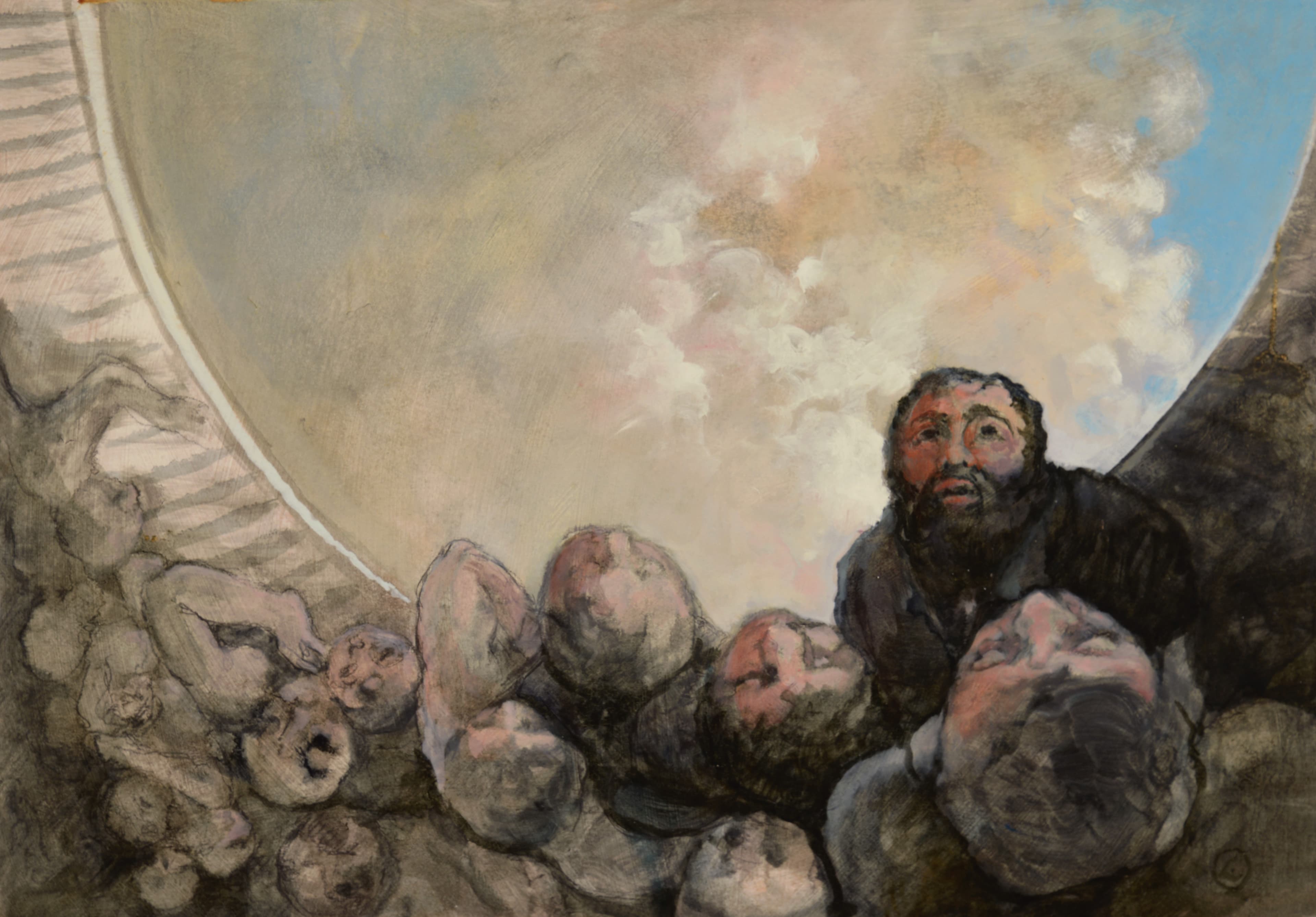 Art with the title "Man and Crowd in Wheel".