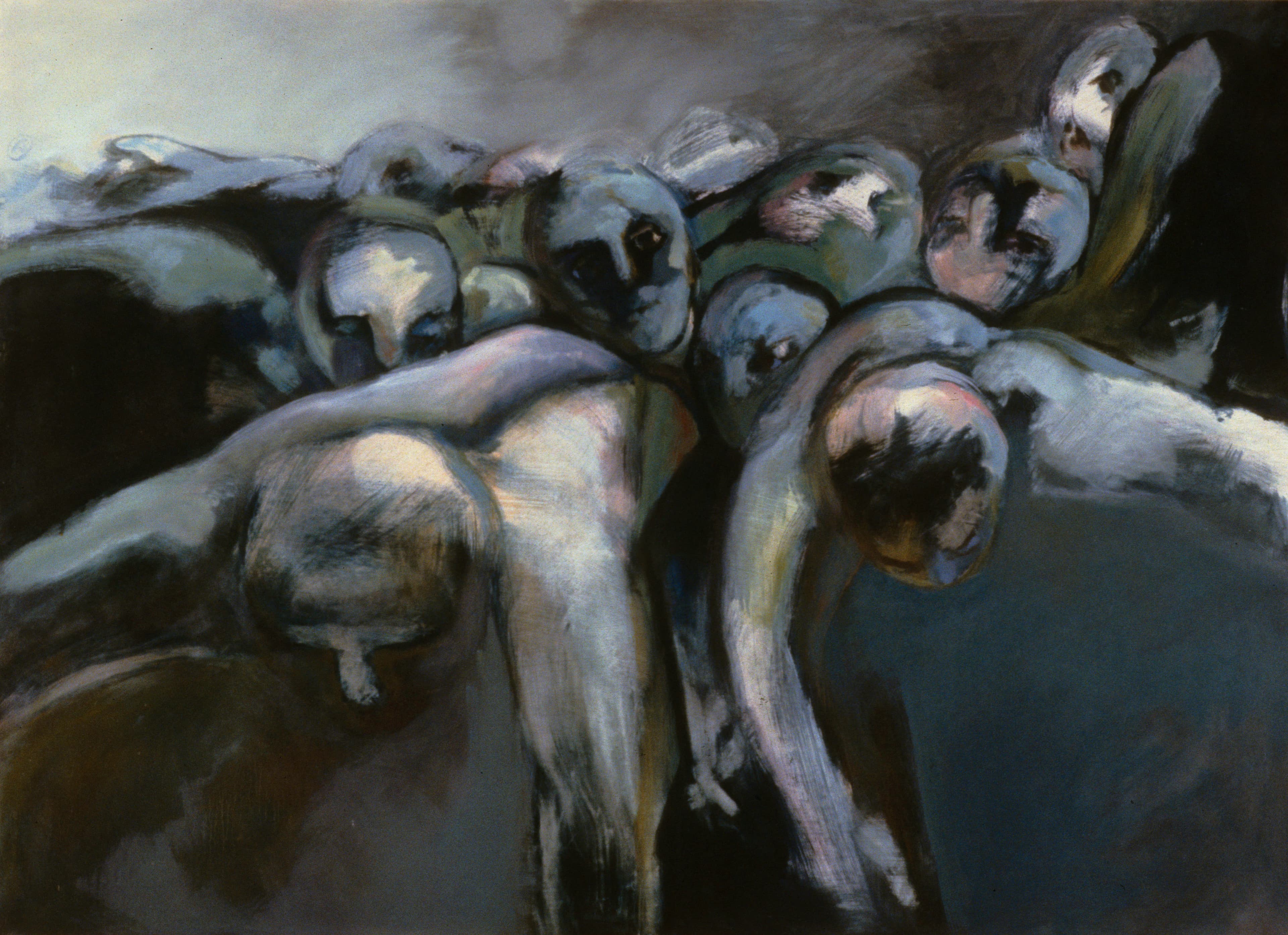 Art with the title "Men Tumbling Forward".