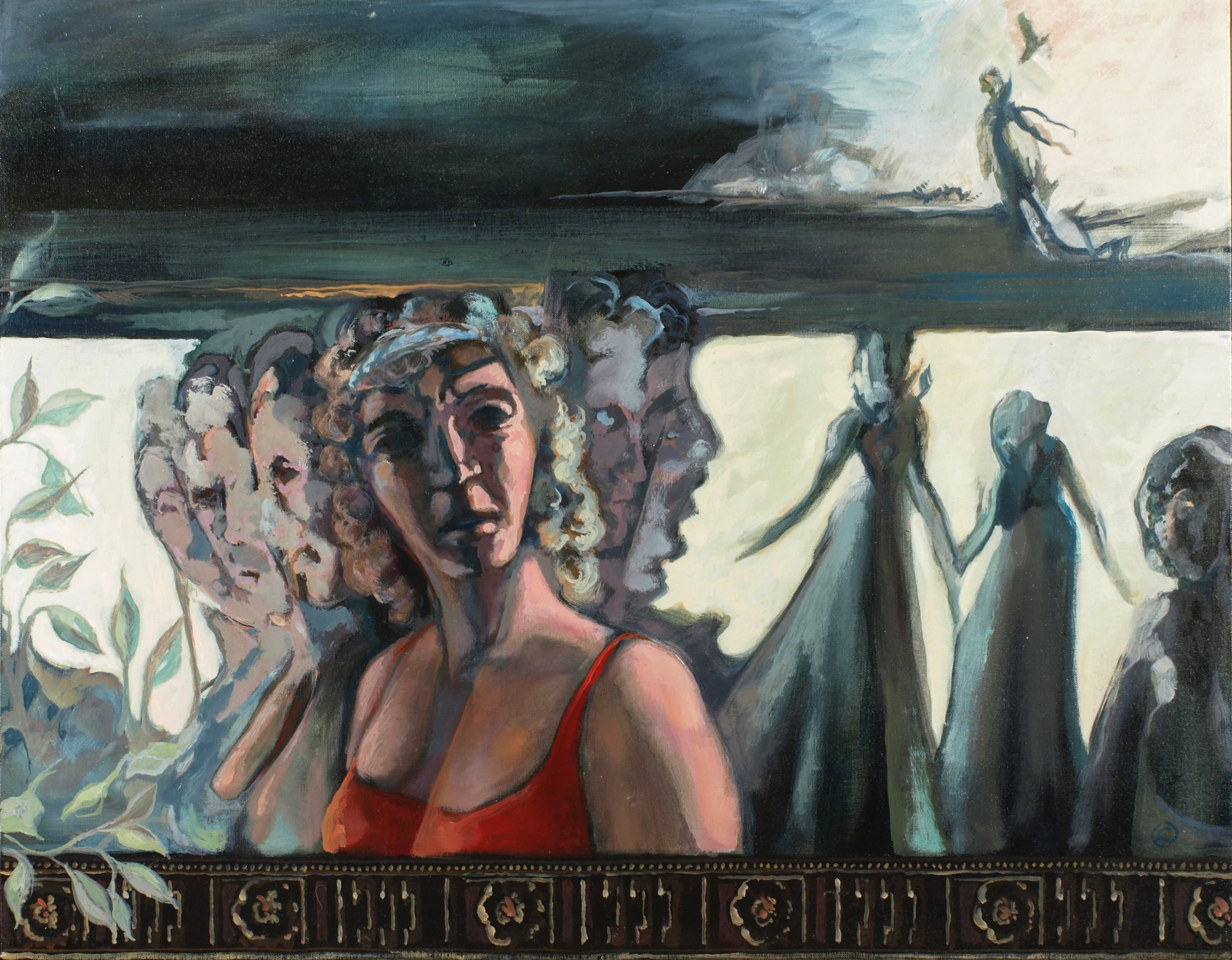 Art with the title "Psychic Portrait - Woman in Red".