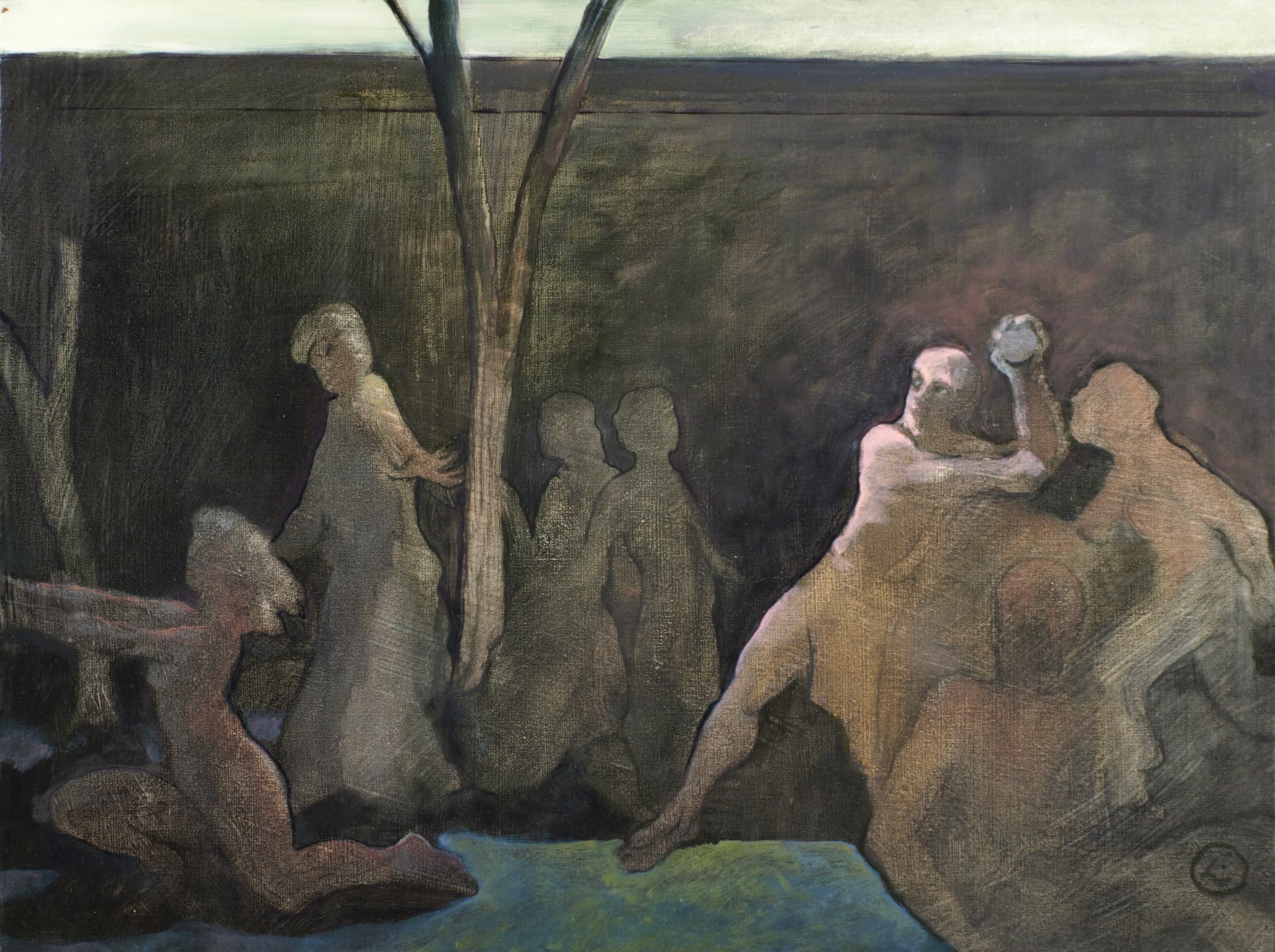 Art with the title "Dark Garden with Rock Thrower".