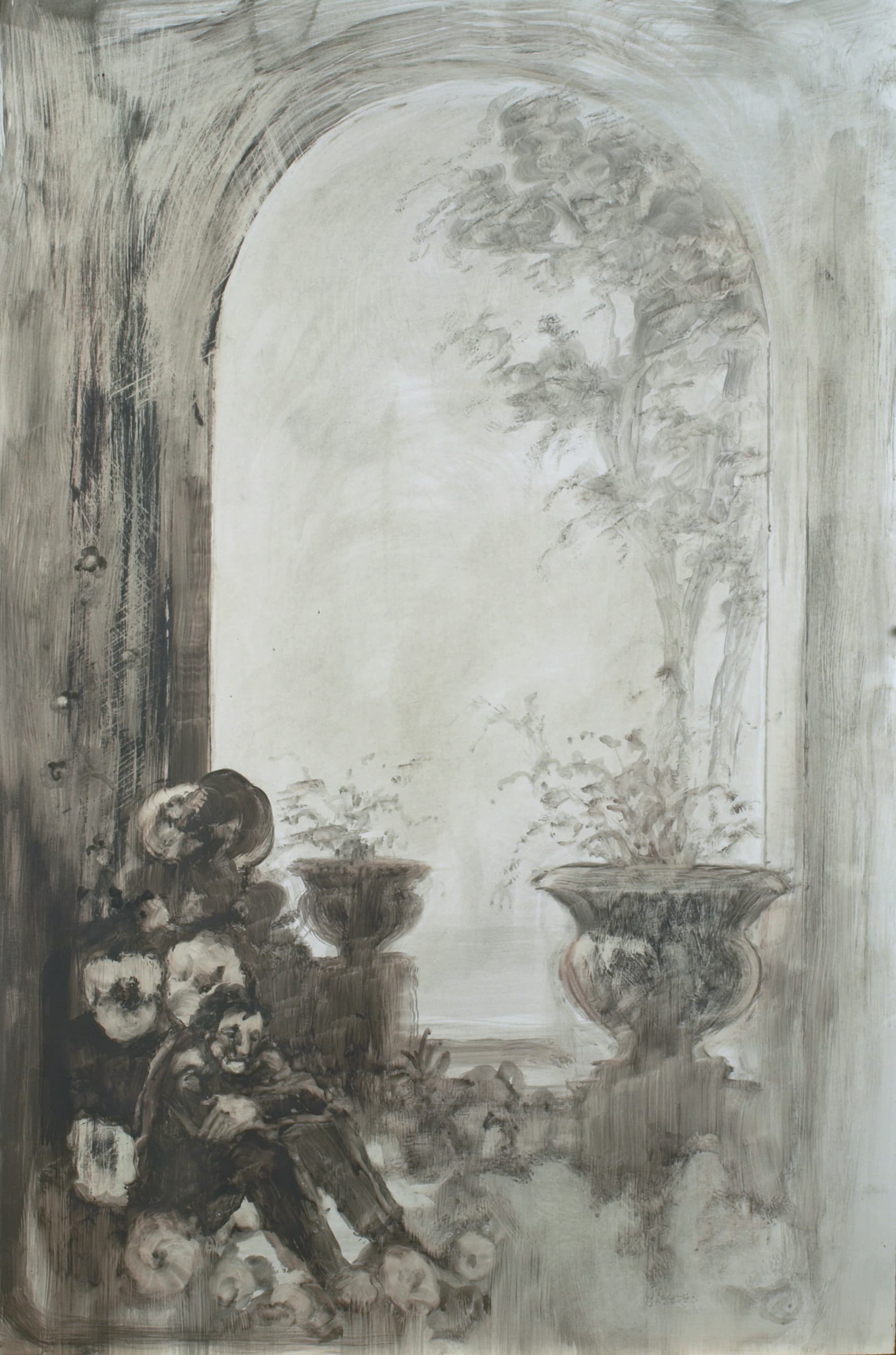 Art with the title "Seated Man in Archway".