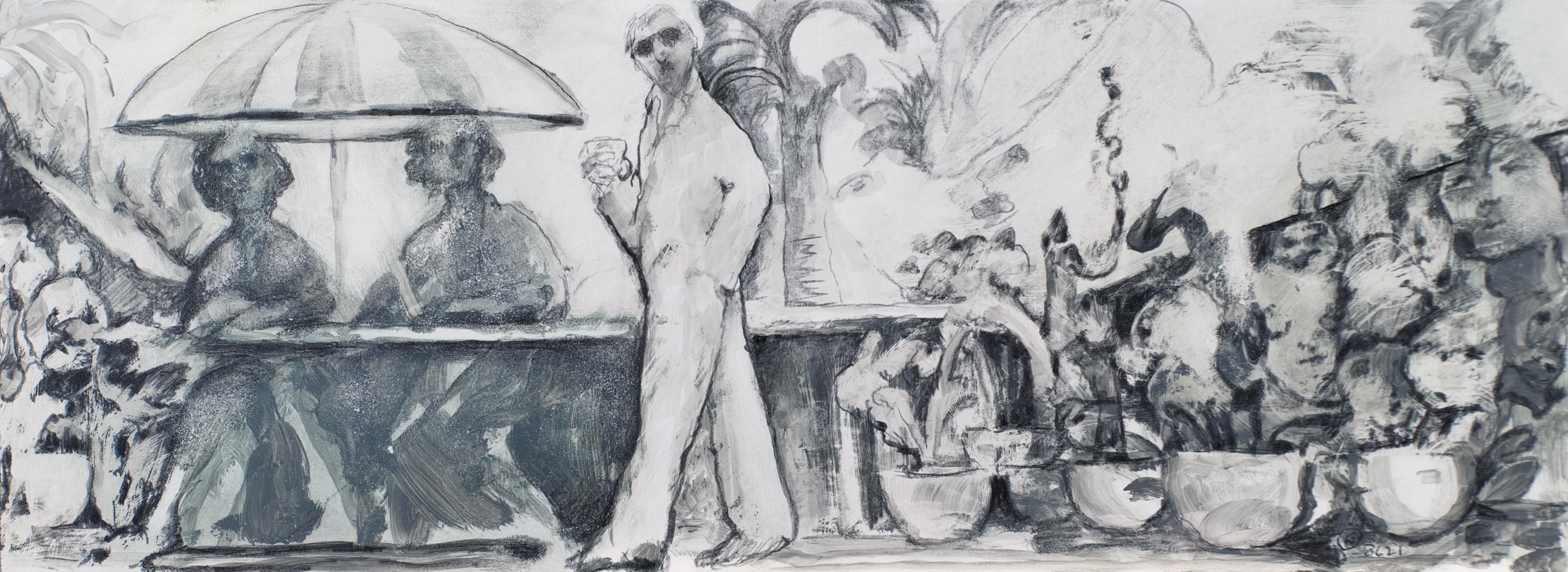 Art with the title "Patio Scene".