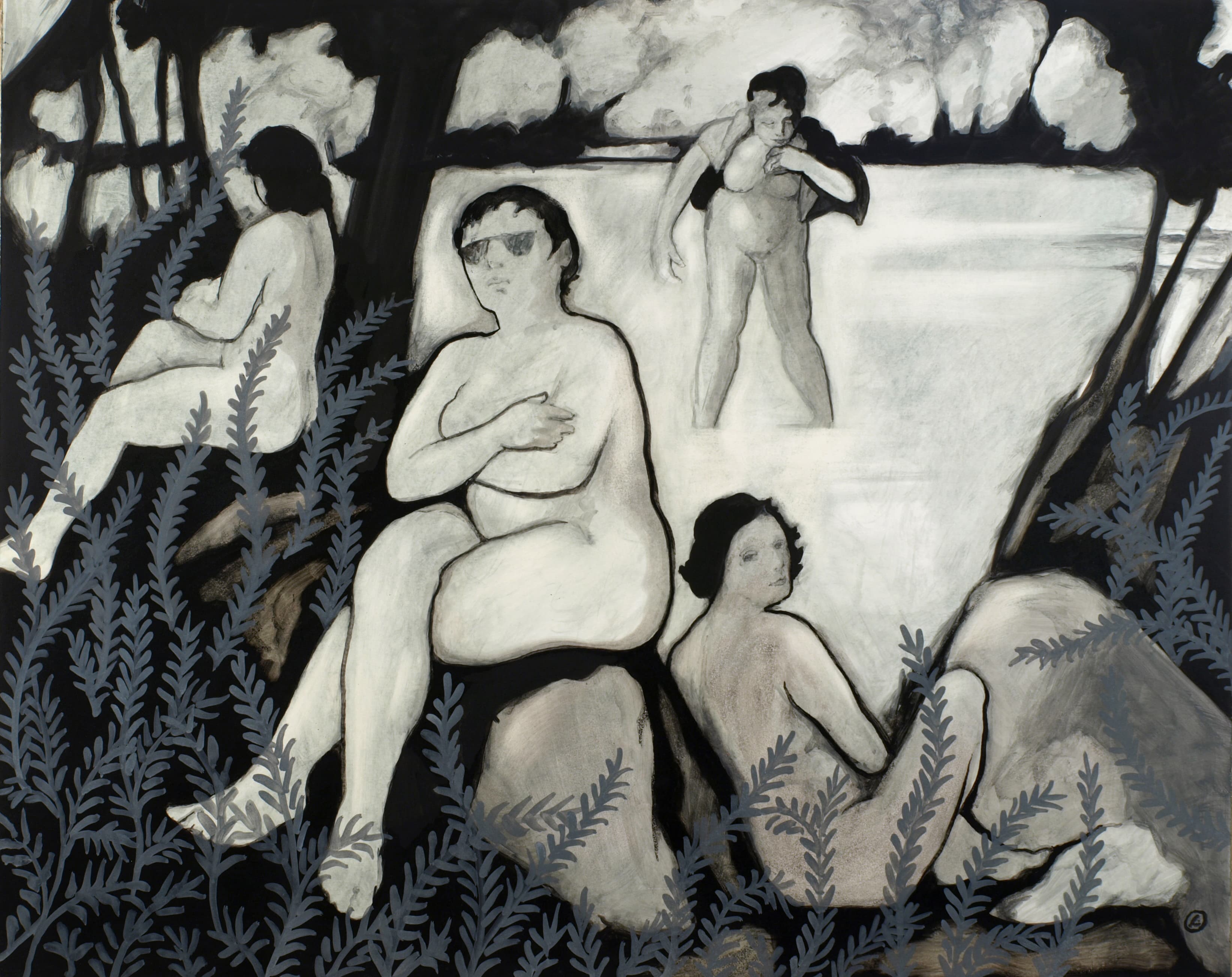 Art with the title "Four Bathers, One with Glasses".