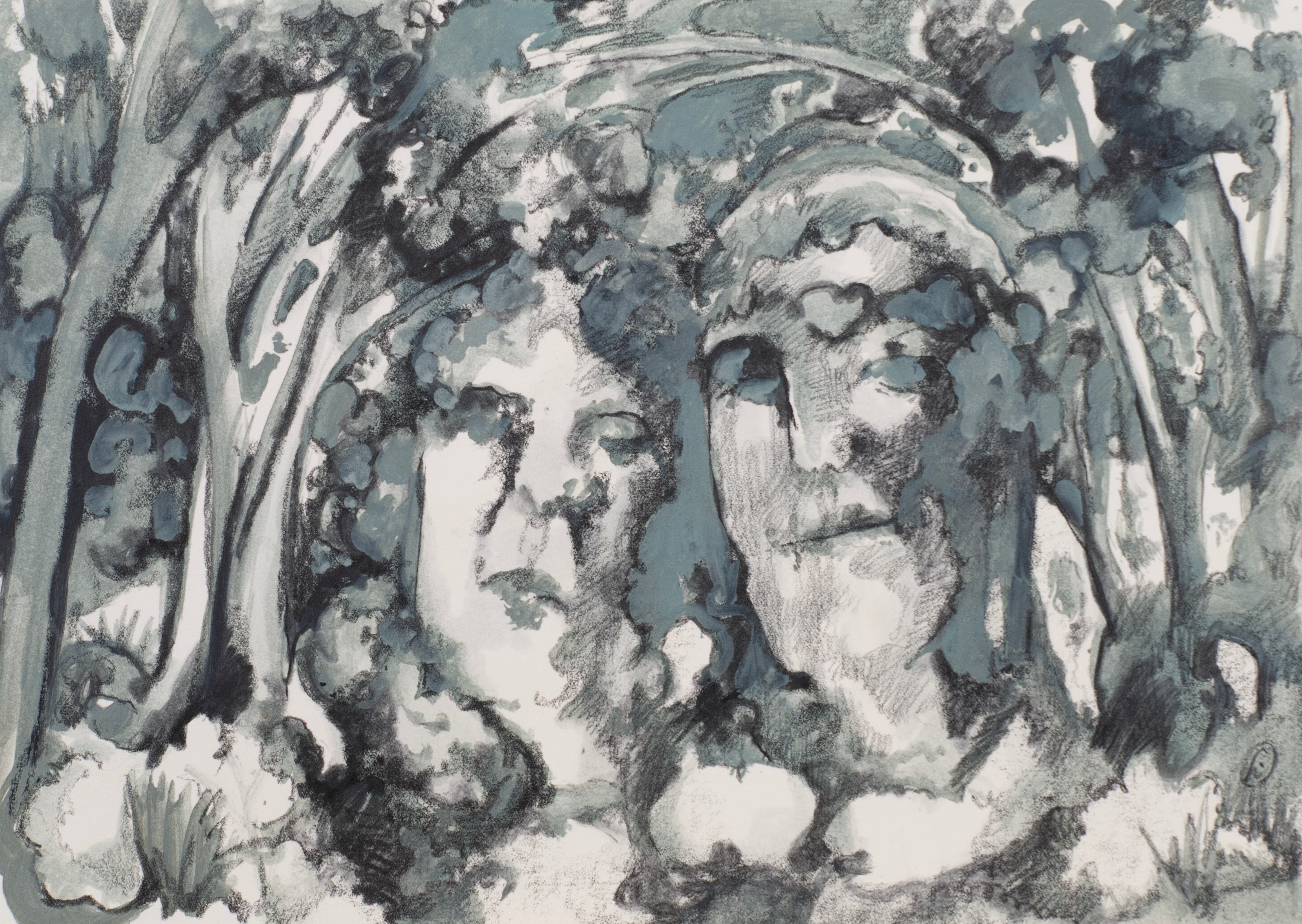 Art with the title "Couple Between the Trees".