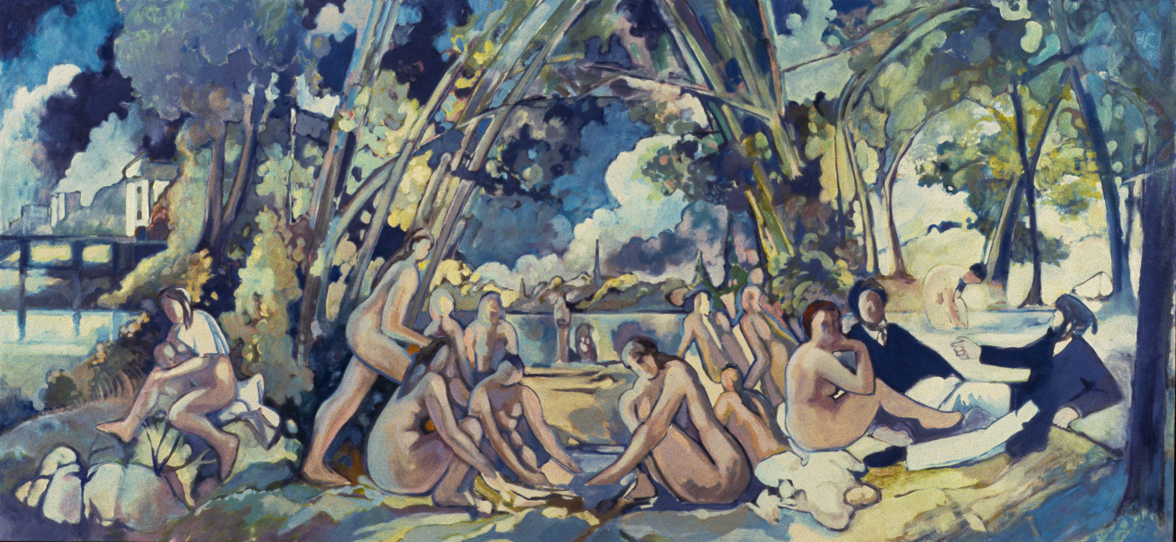 Art with the title "Bathers to Giorgione to Cezanne to Manet".