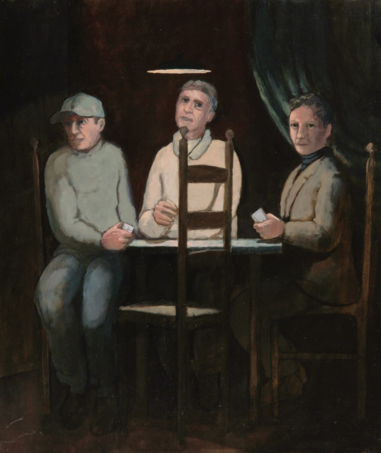 Art with the title "Card Players with Empty Chair".