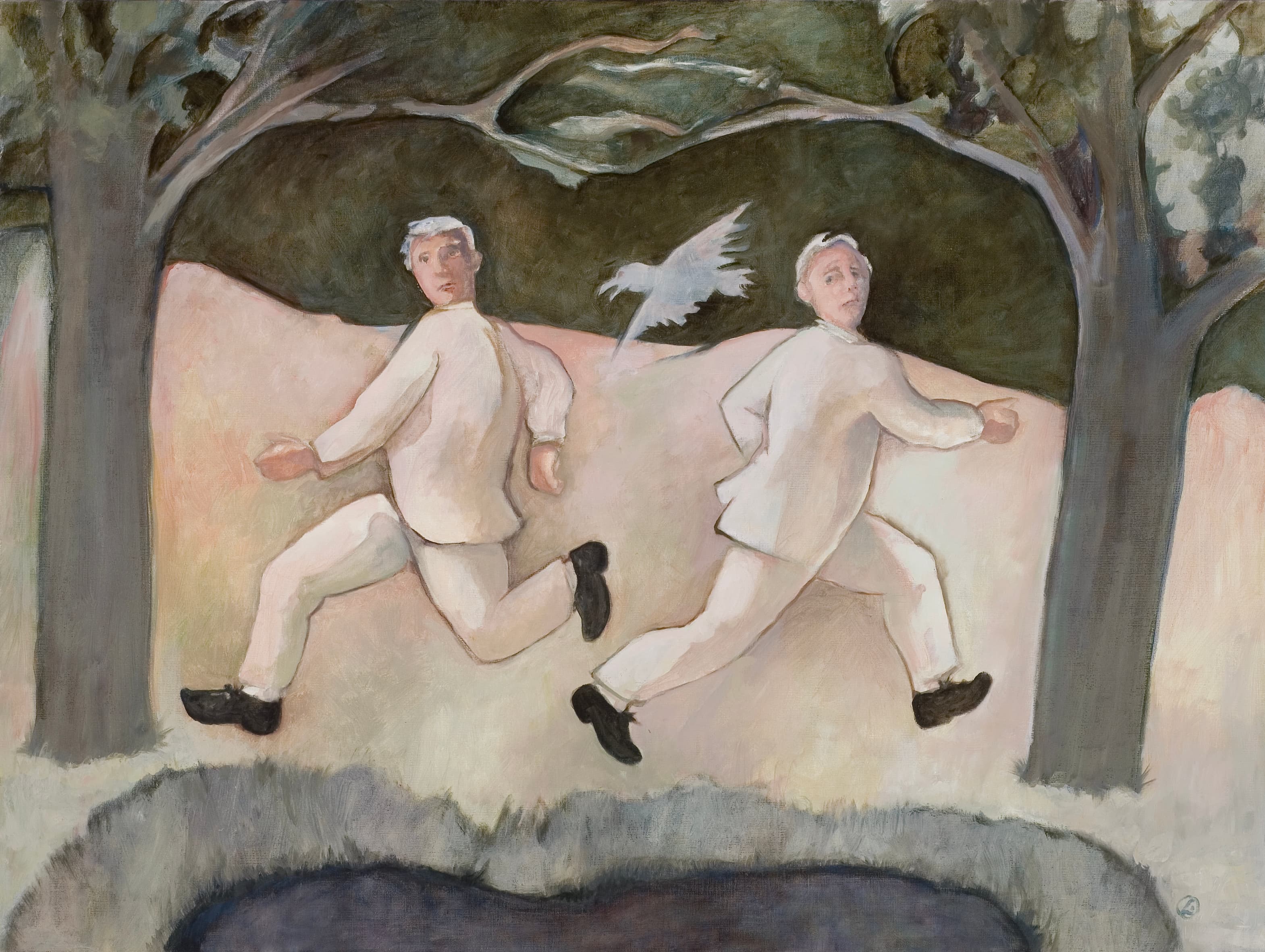 Art with the title "Two Men Chased by Bird".
