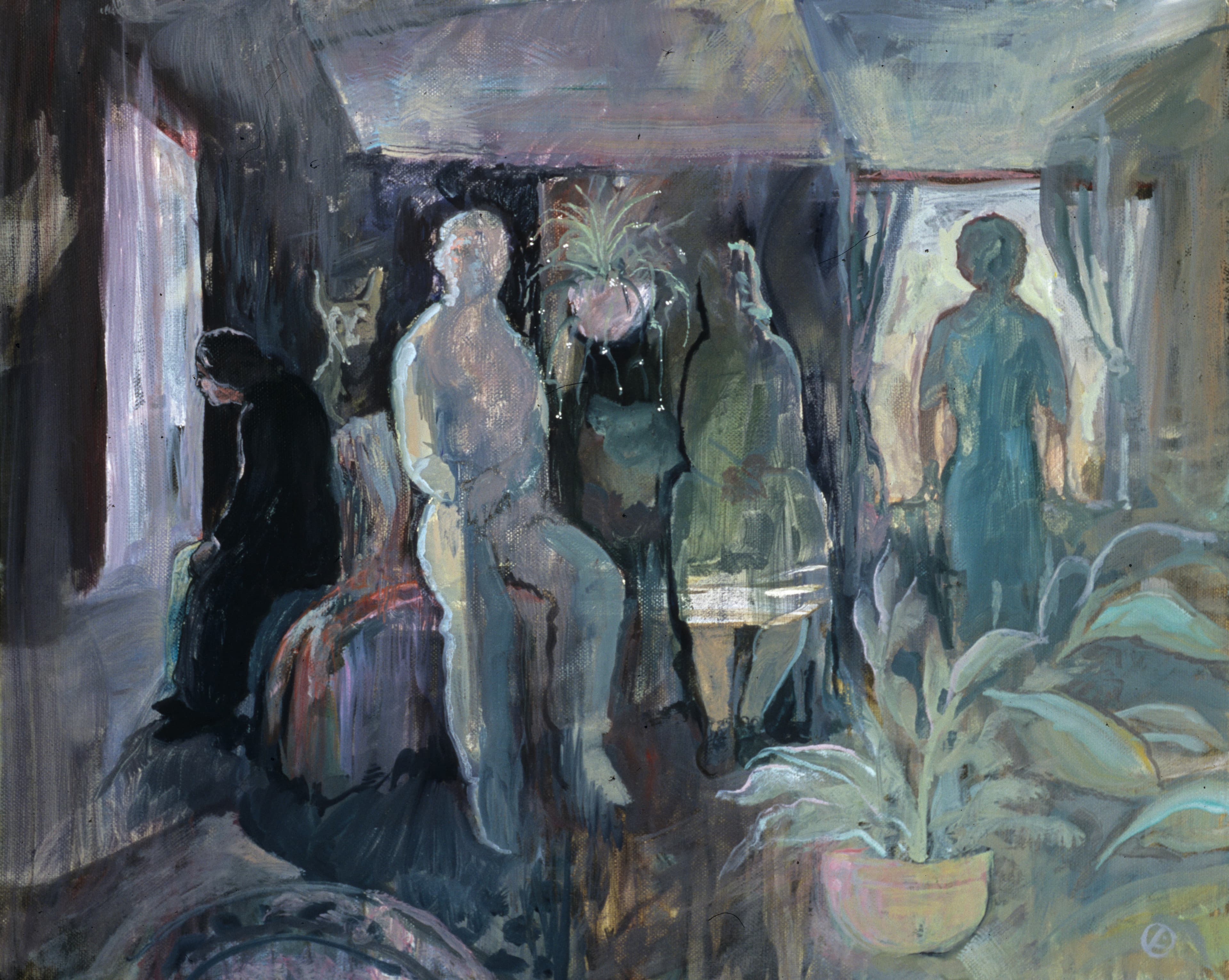 Art with the title "Four Figures with Hanging Plant".