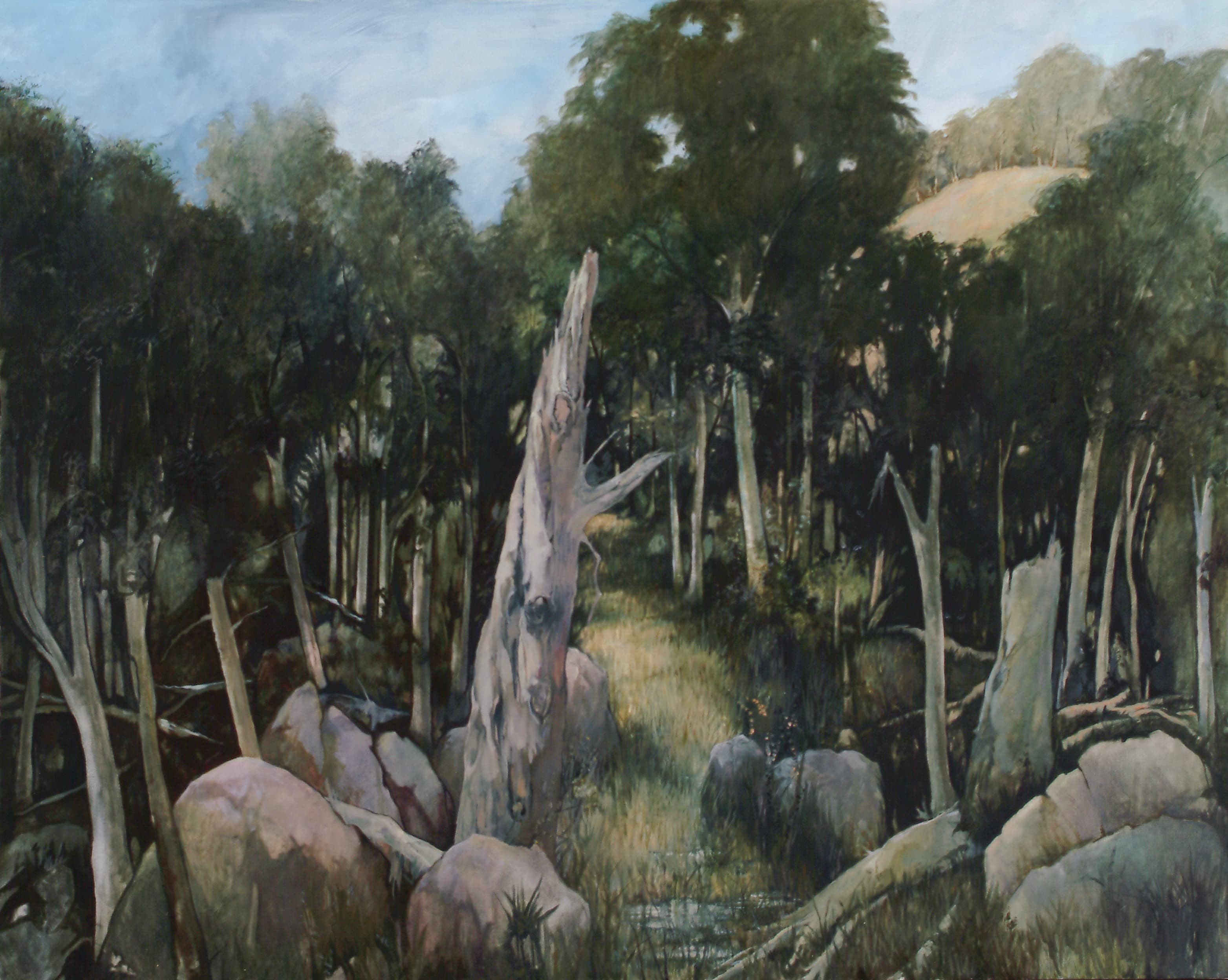 Art with the title "Landscape with Dead Tree".