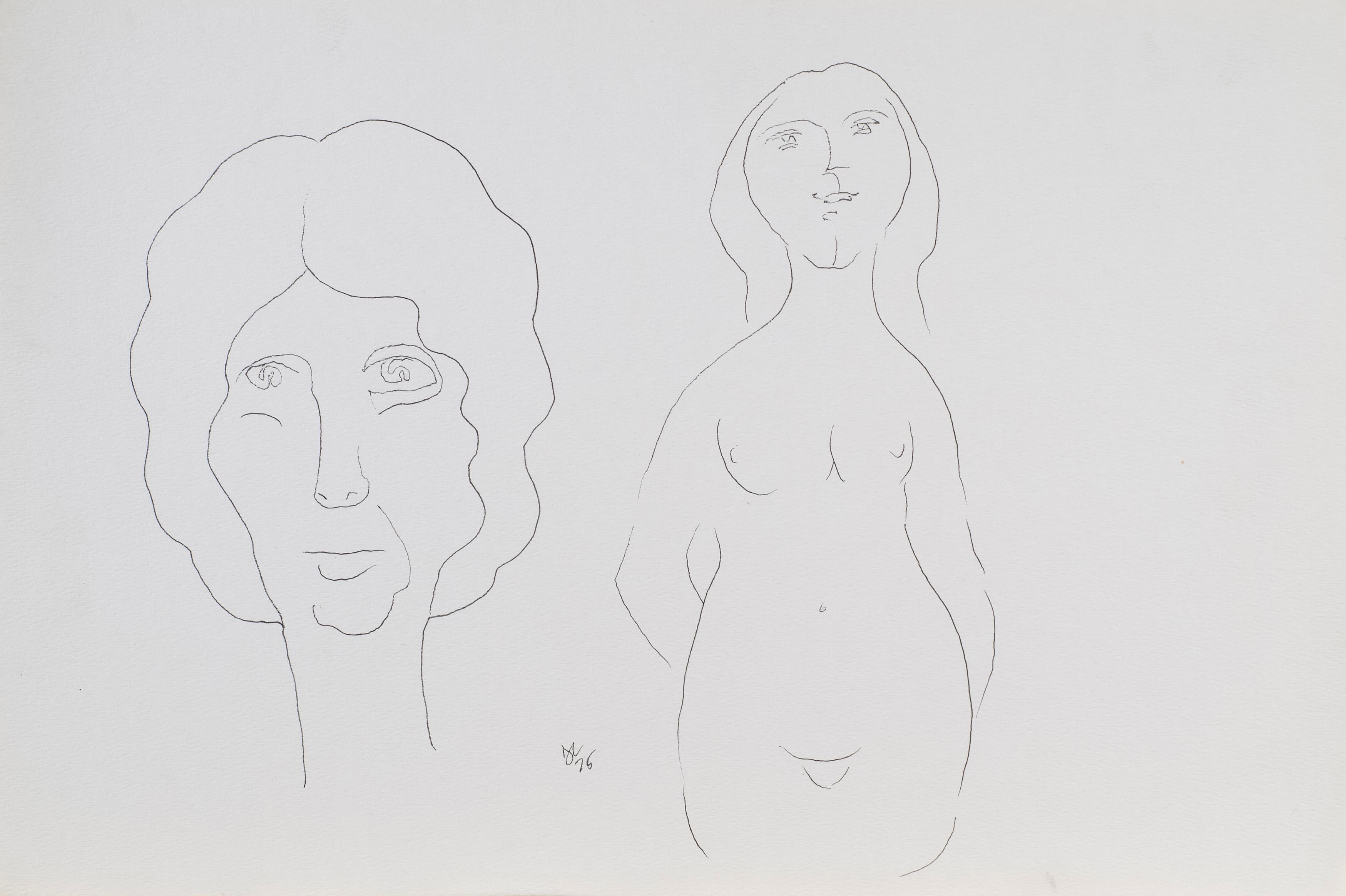 Art with the title "Elderly Lady and Young Woman".