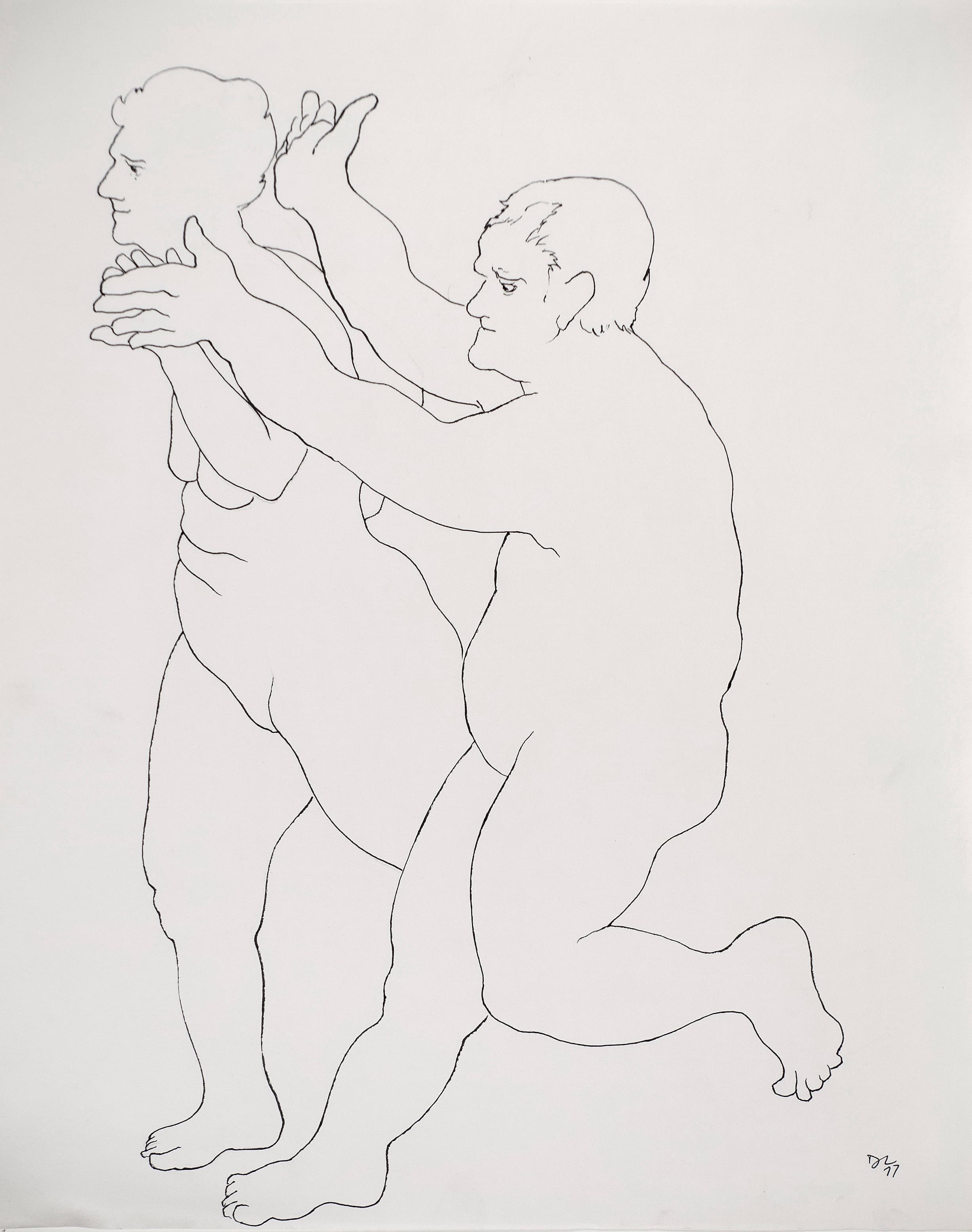 Art with the title "Elderly Nude Couple Dancing".