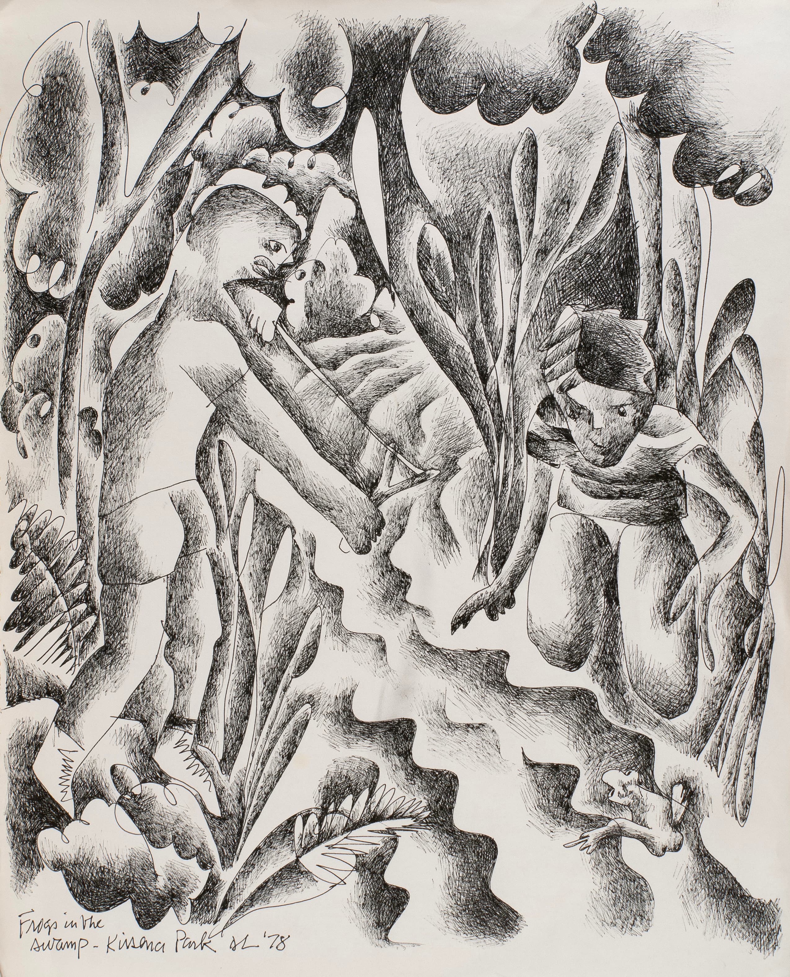 Art with the title "Frogs in the Swamp, Kissena Park".