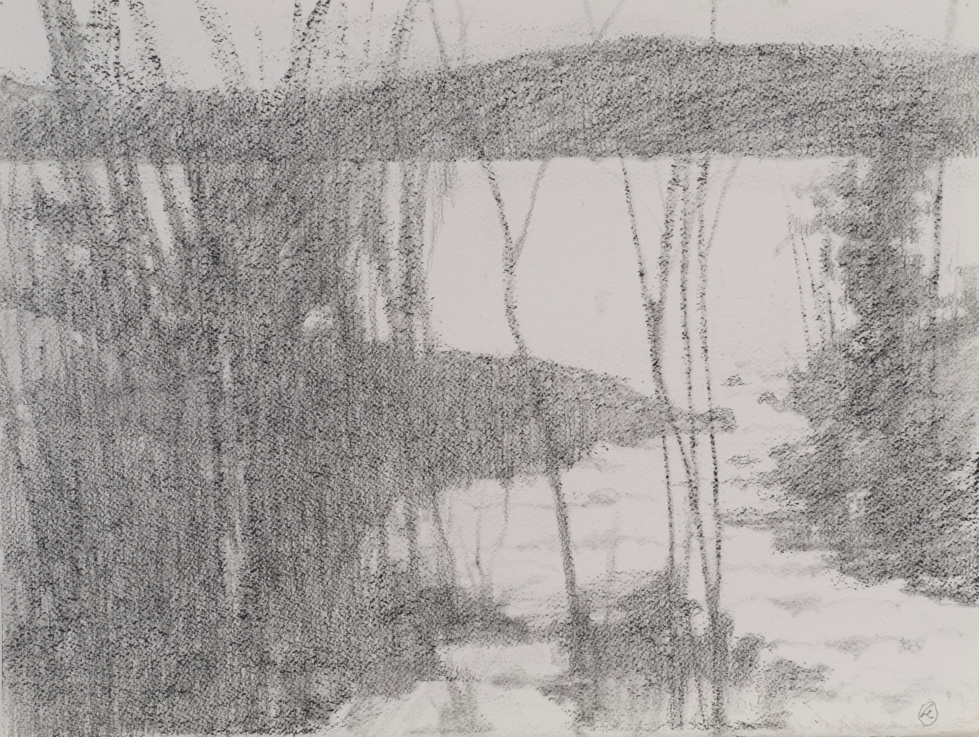 Art with the title "Bay Through the Trees from Kitchen Window".