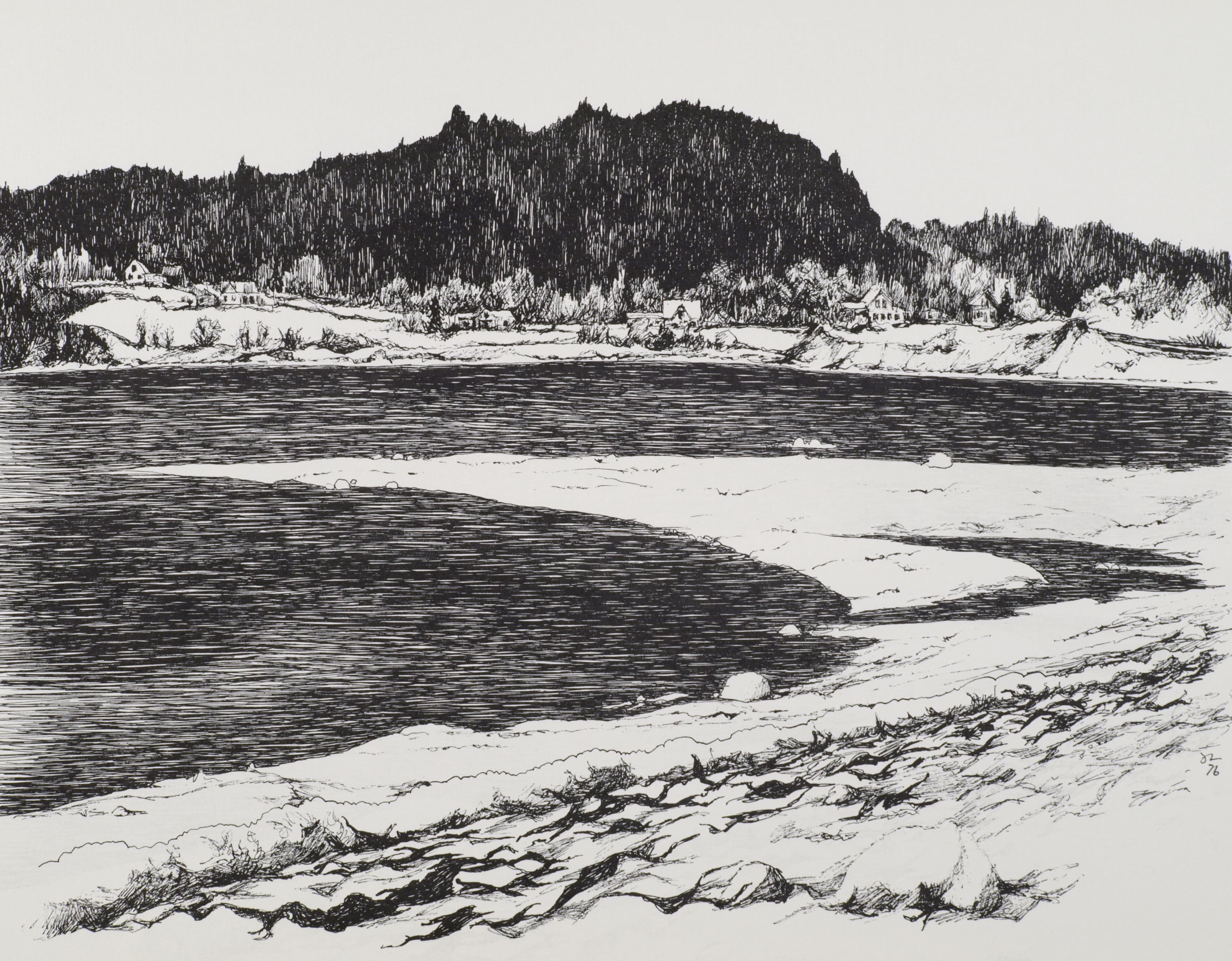 Art with the title "Deer Isle Causeway".