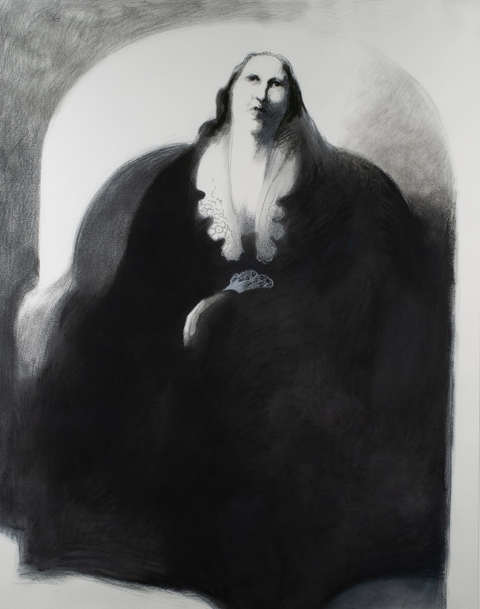 Art with the title "Large Lady in Black".