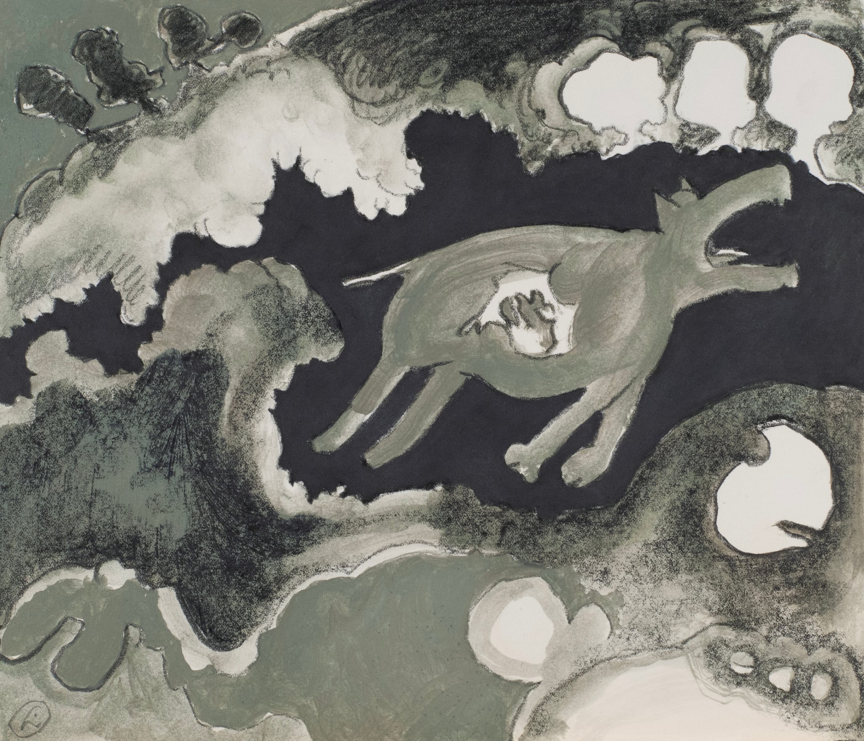 Art with the title "Floating Dog in Landscape II".