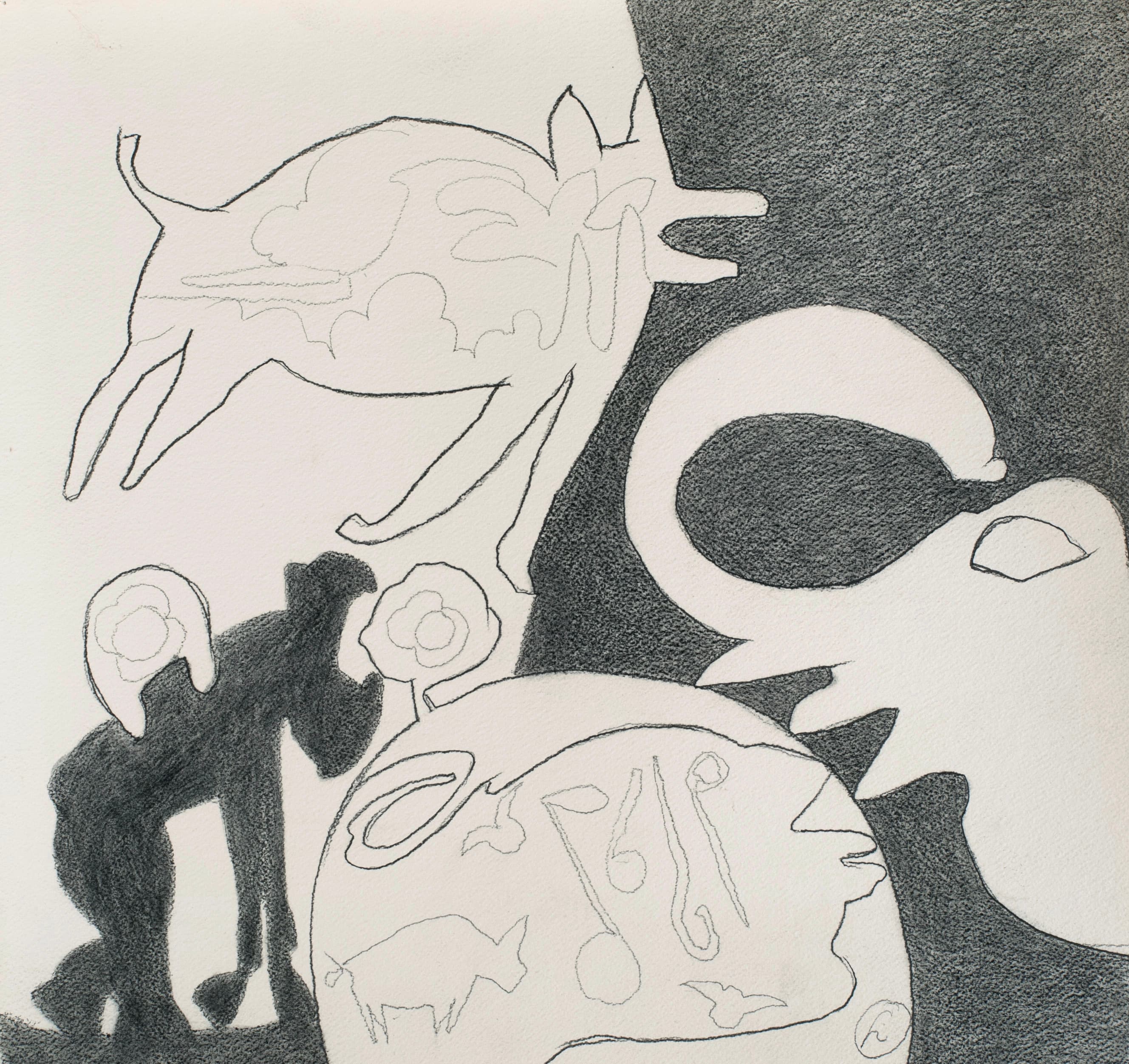 Art with the title "Study 2 for Flying Dog and Other Figures".