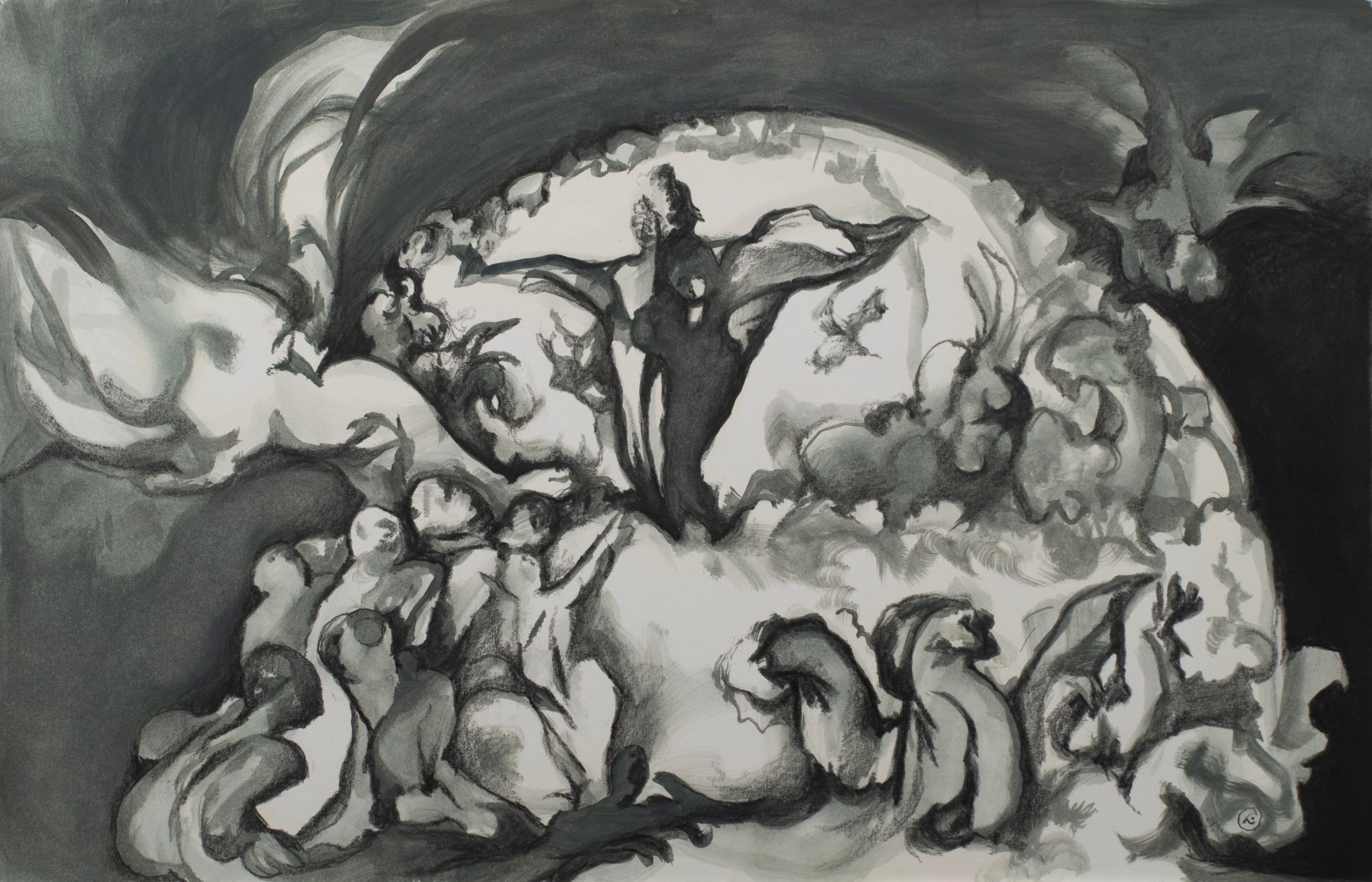 Art with the title "Fantasy in Gray".