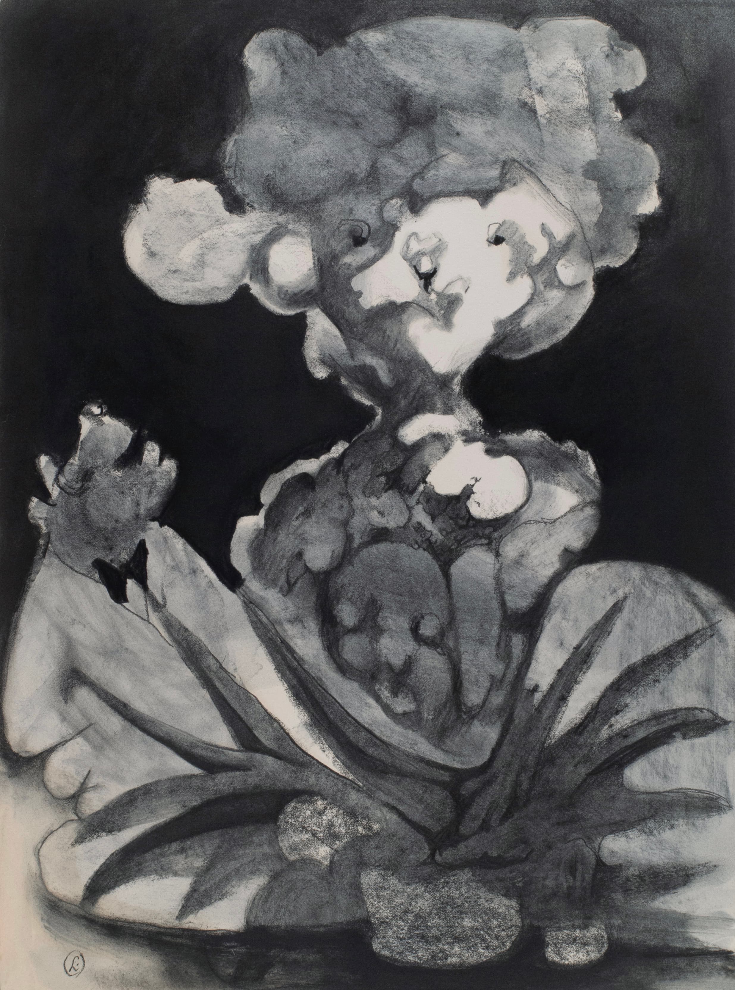 Art with the title "He Looks Up to Her".