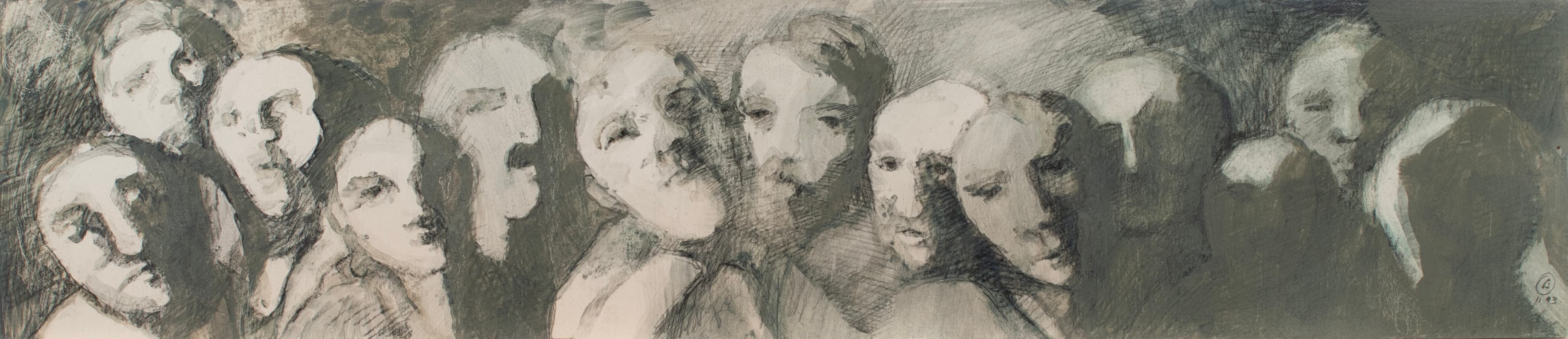 Art with the title "Last Supper, Row of Faces I".