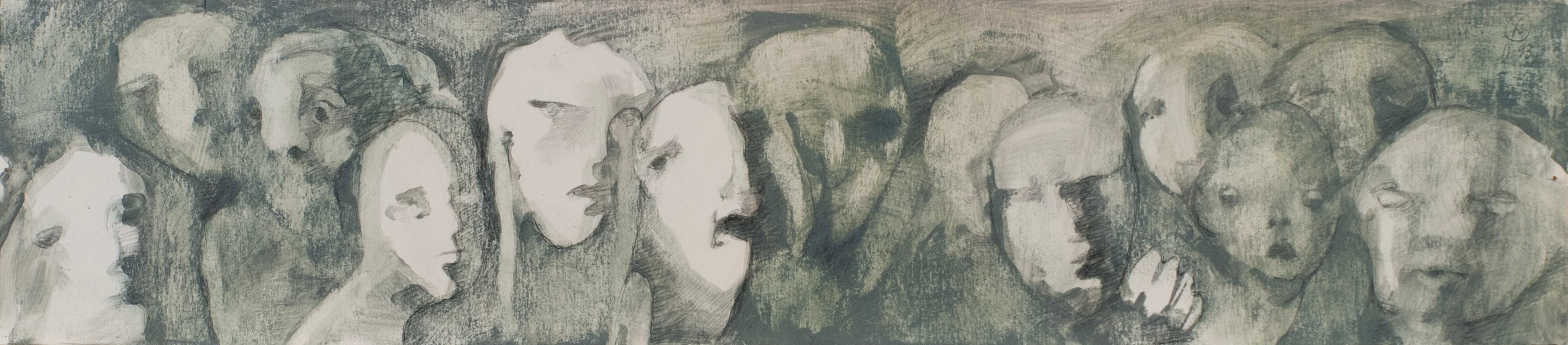 Art with the title "Last Supper, Row of Faces II".