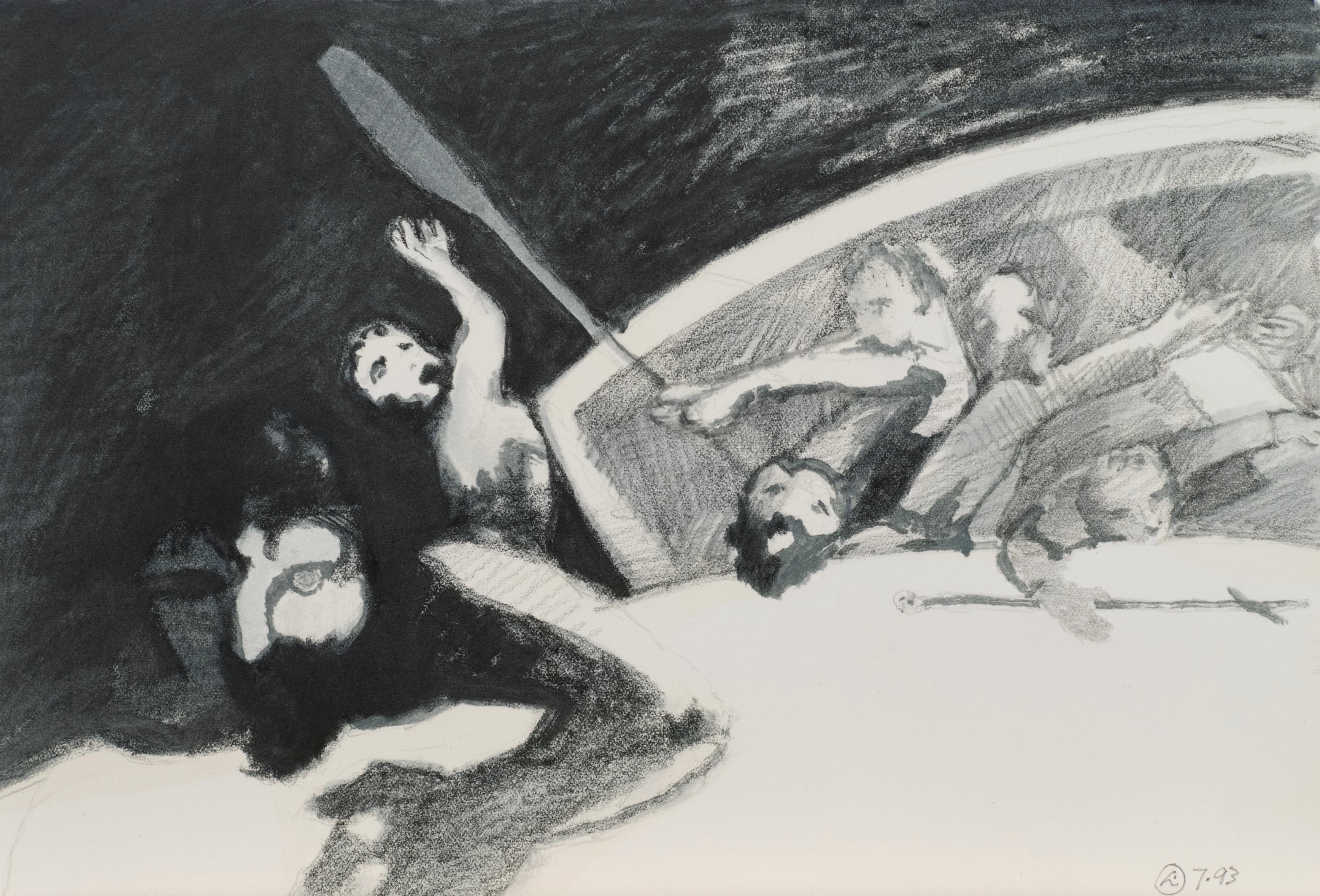 Art with the title "Moby Dick Sketch 5 - Cross on White".