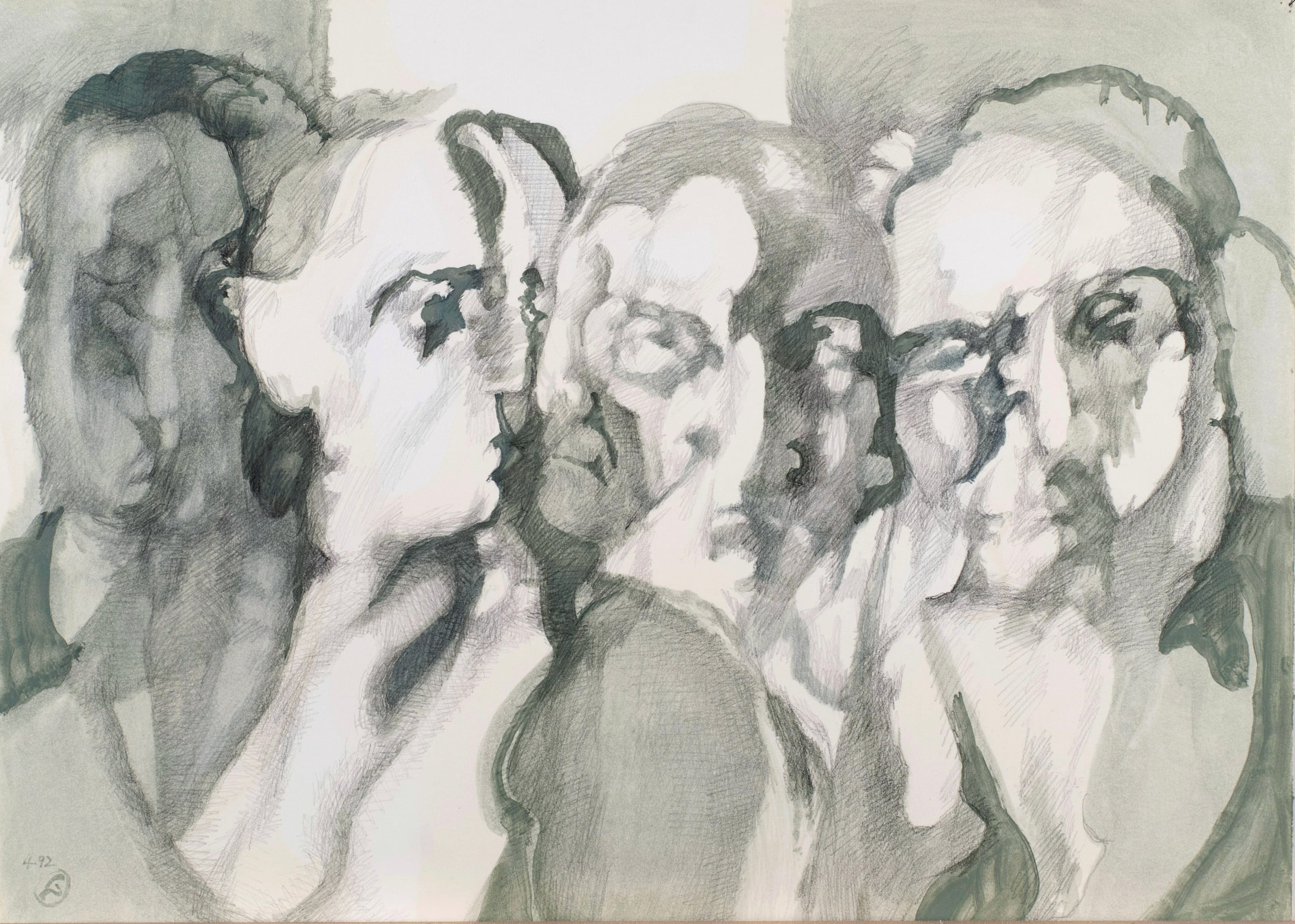 Art with the title "Multiple Faces Sketch 8".