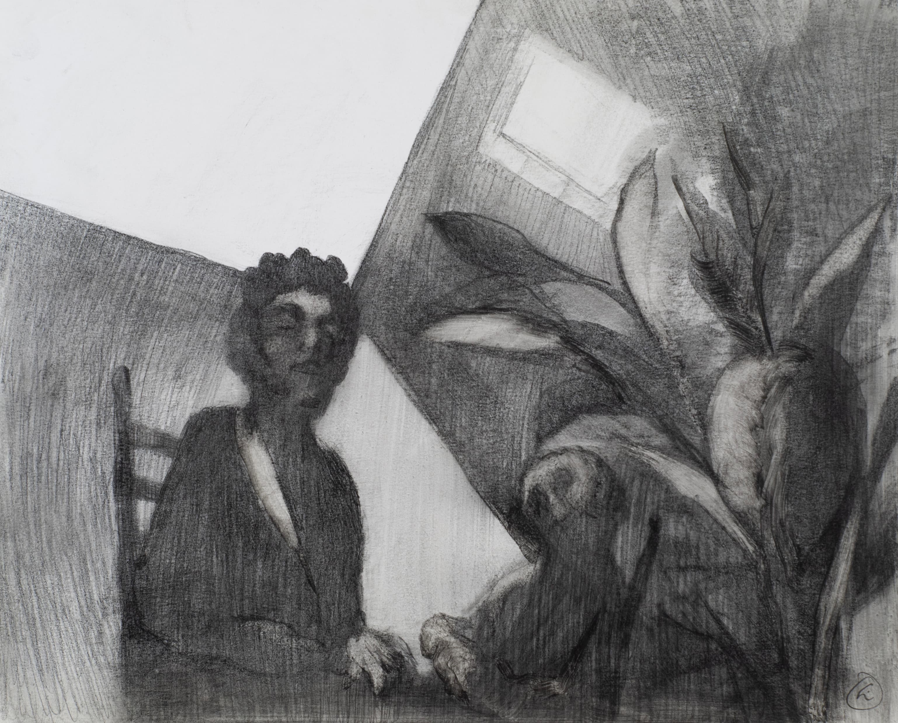 Art with the title "Two People in Tilted Room".