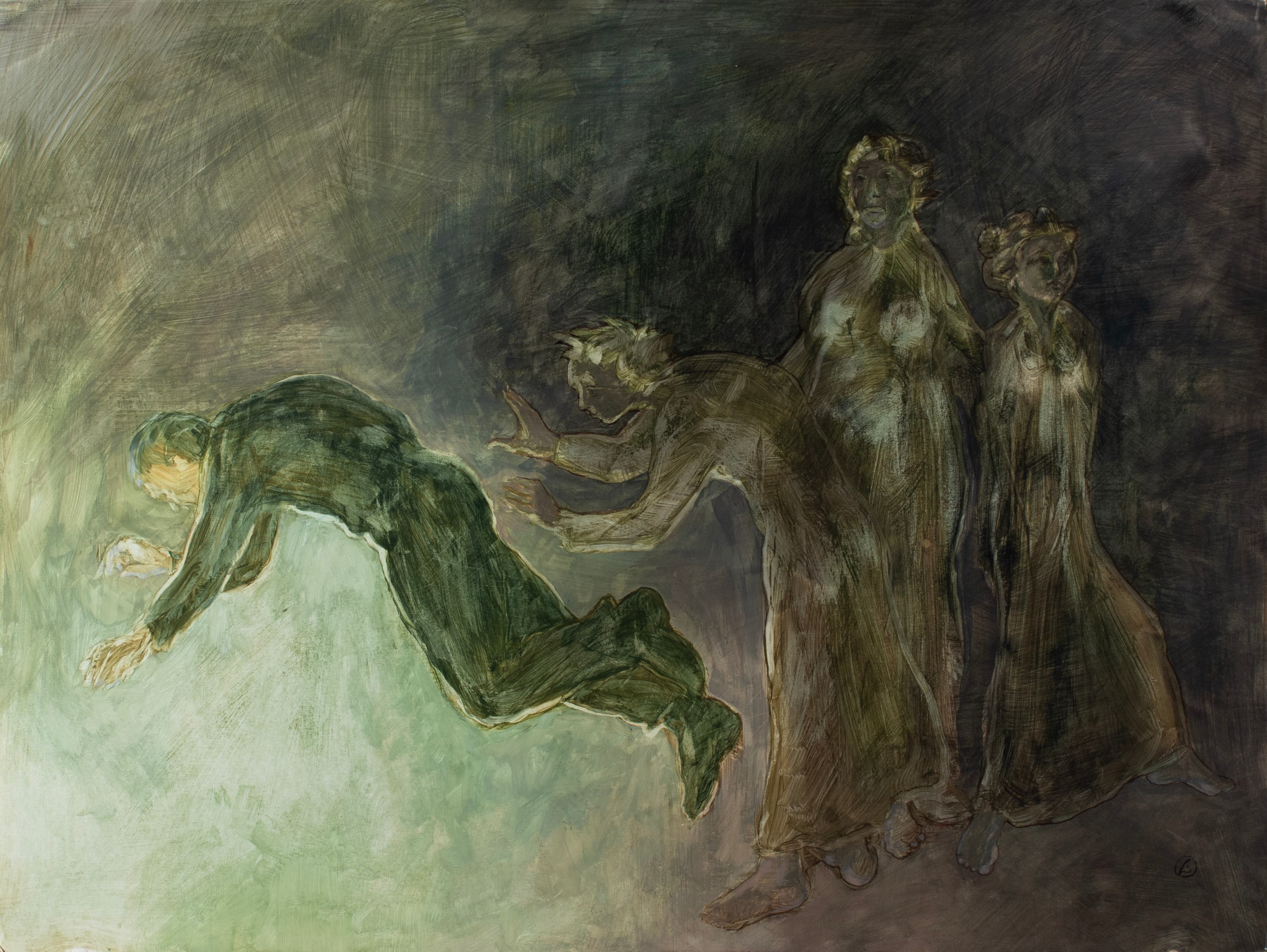 Art with the title "Man Falling Out, Perhaps Pushed".