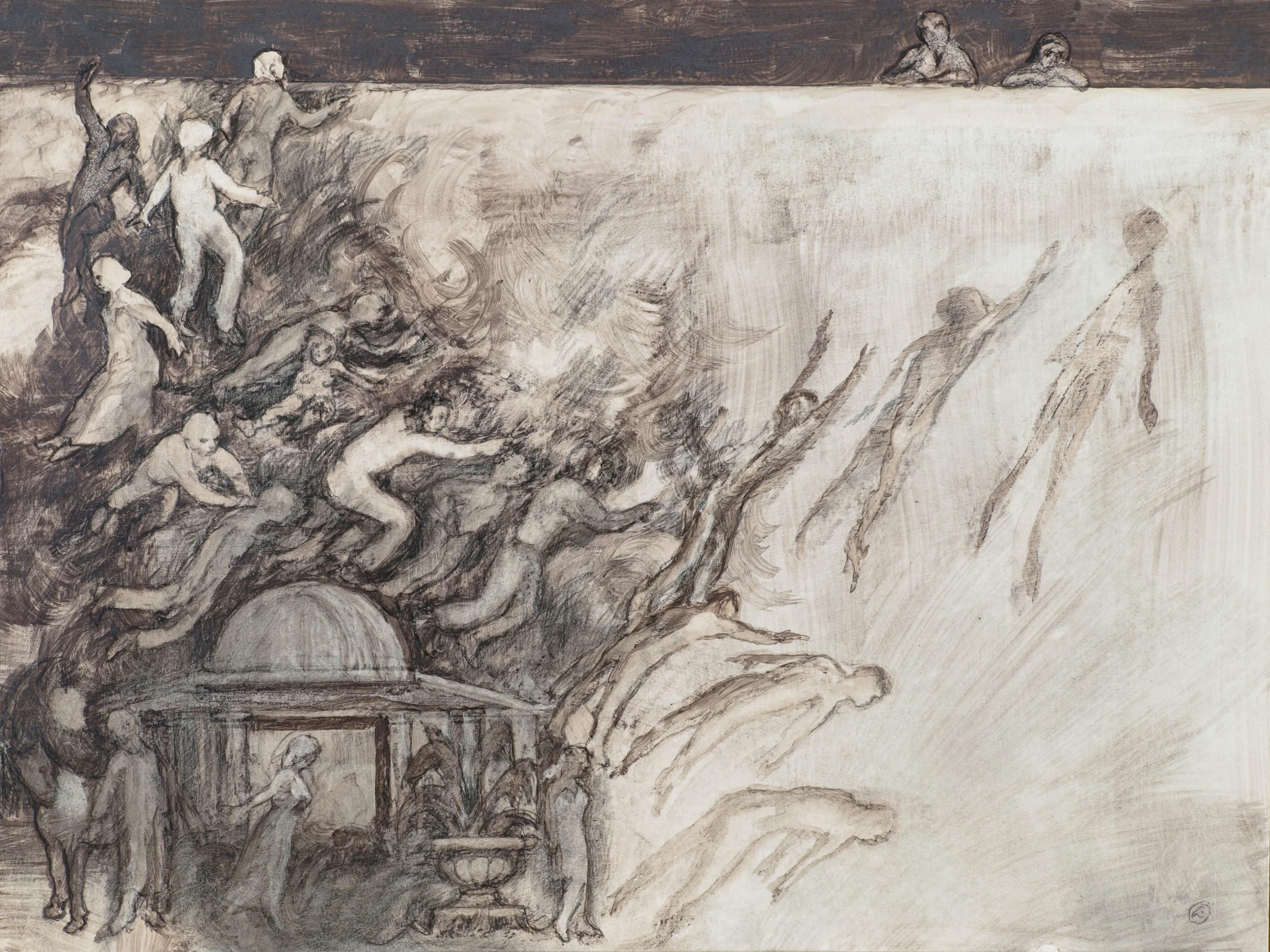 Art with the title "Study II for Men Falling out Right (small)".