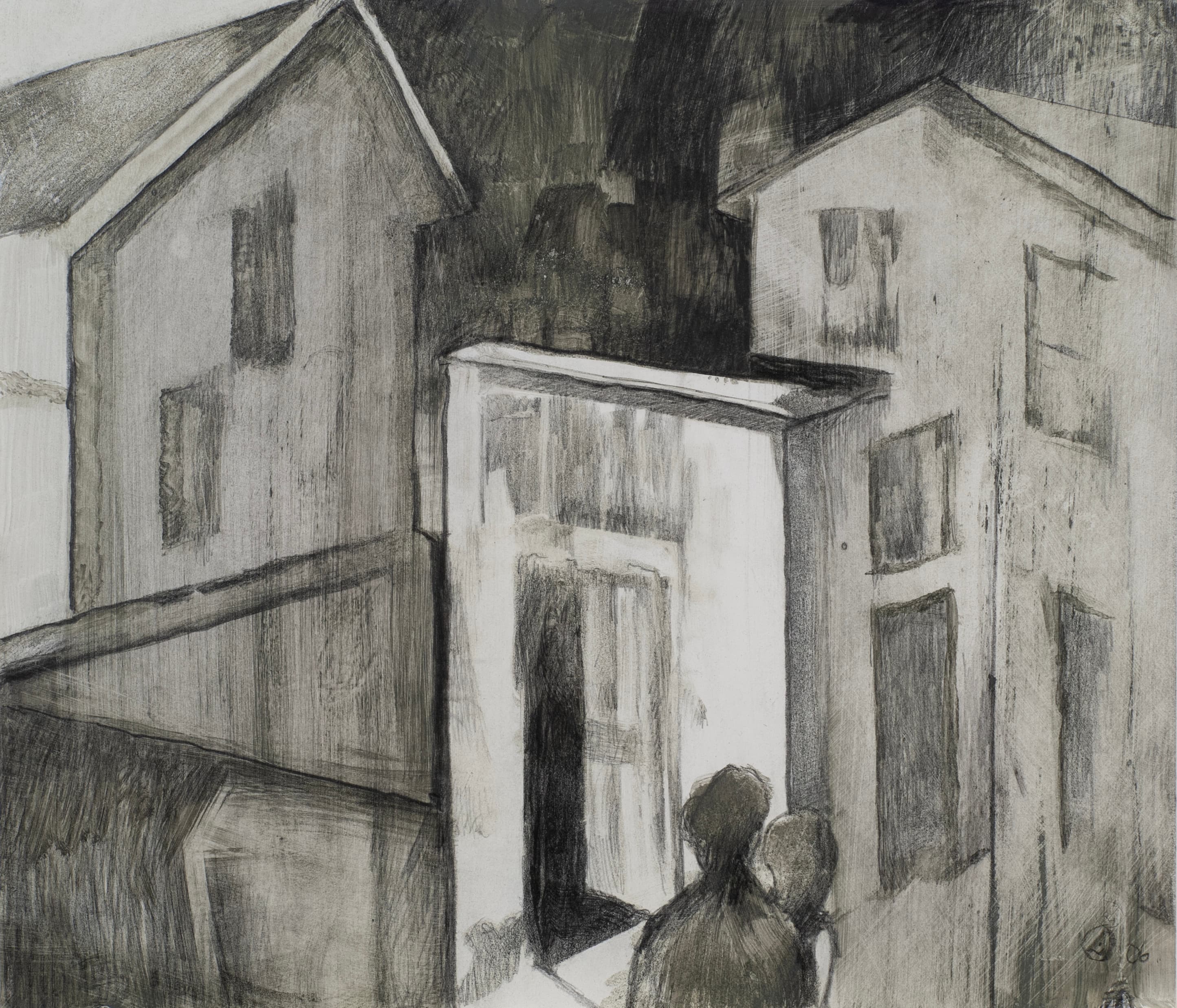 Art with the title "Neighborhood Study with Buildings".