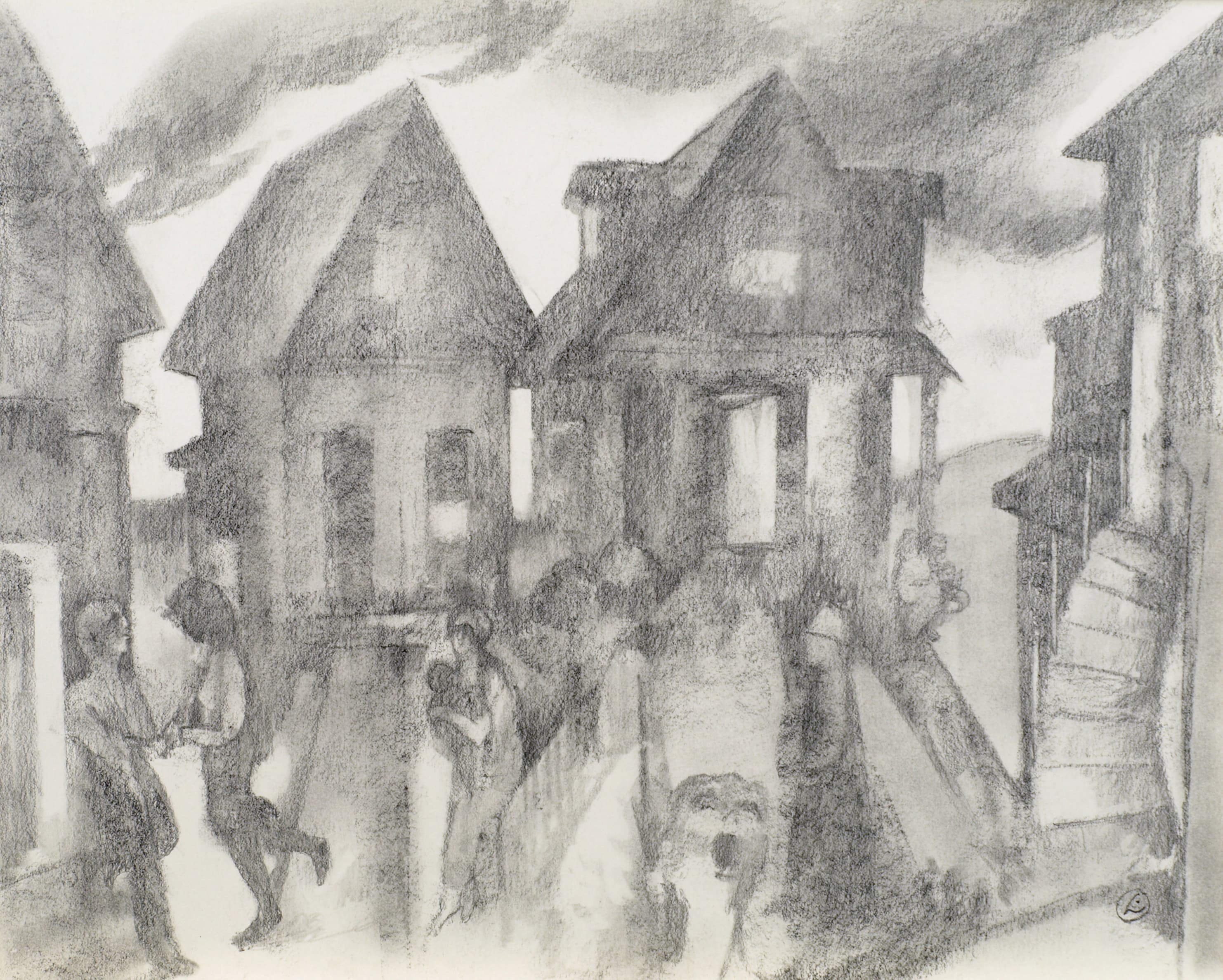 Art with the title "Study for Neighborhood with Dancers".
