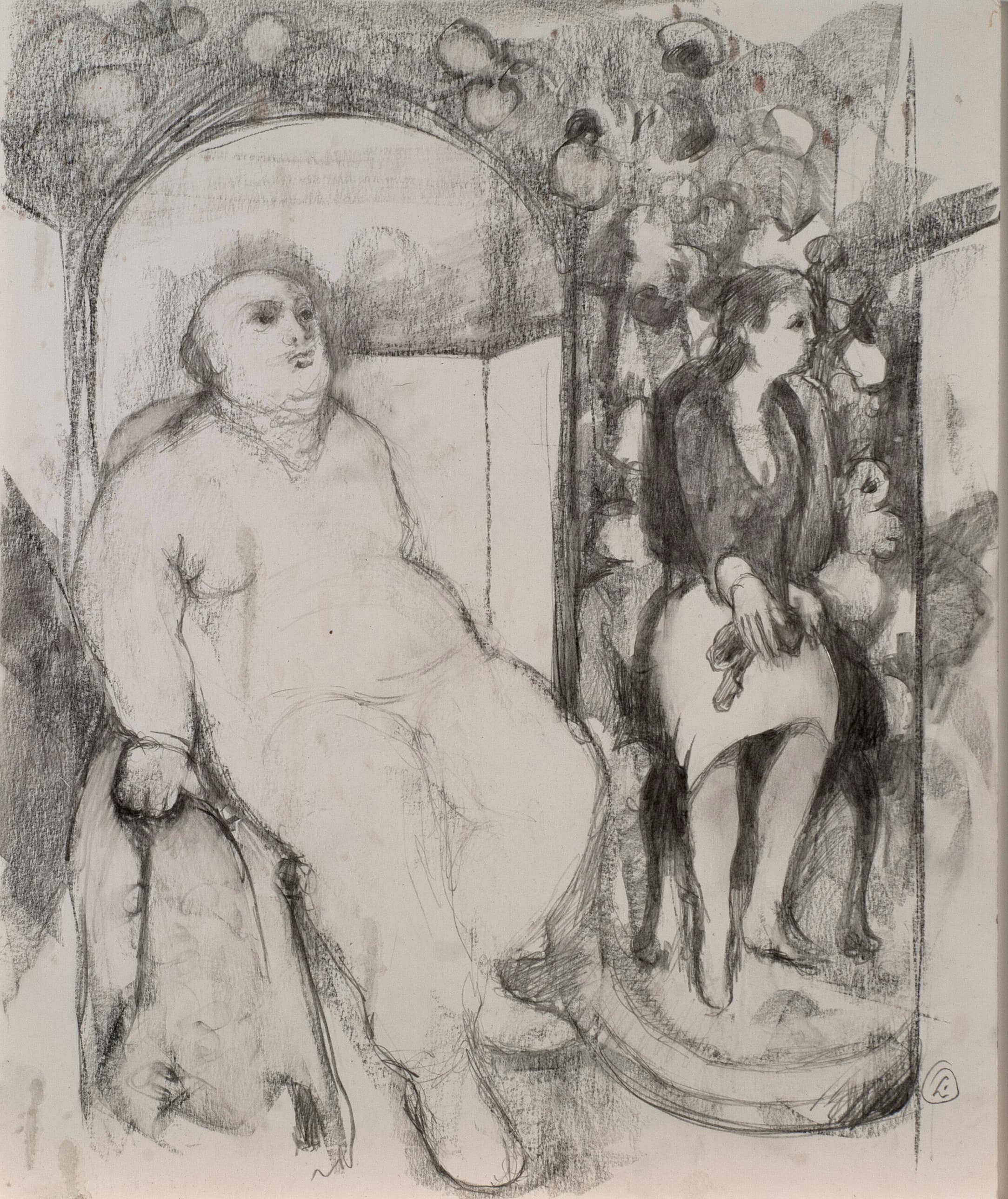 Art with the title "Alone Together Study, Man and Woman Seated".
