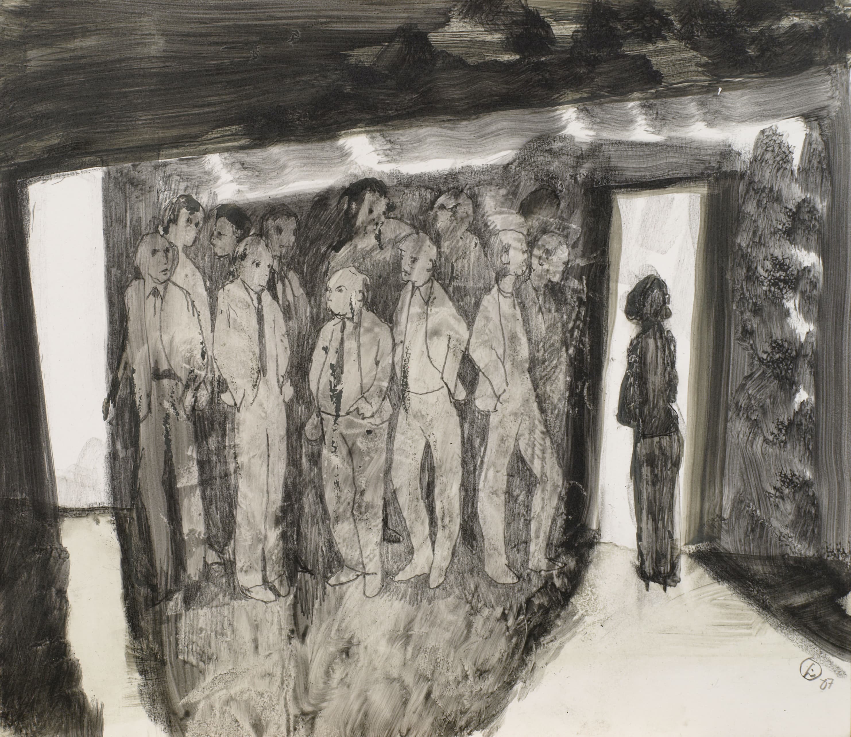 Art with the title "Study 2 for Moon and Four Gentlemen".