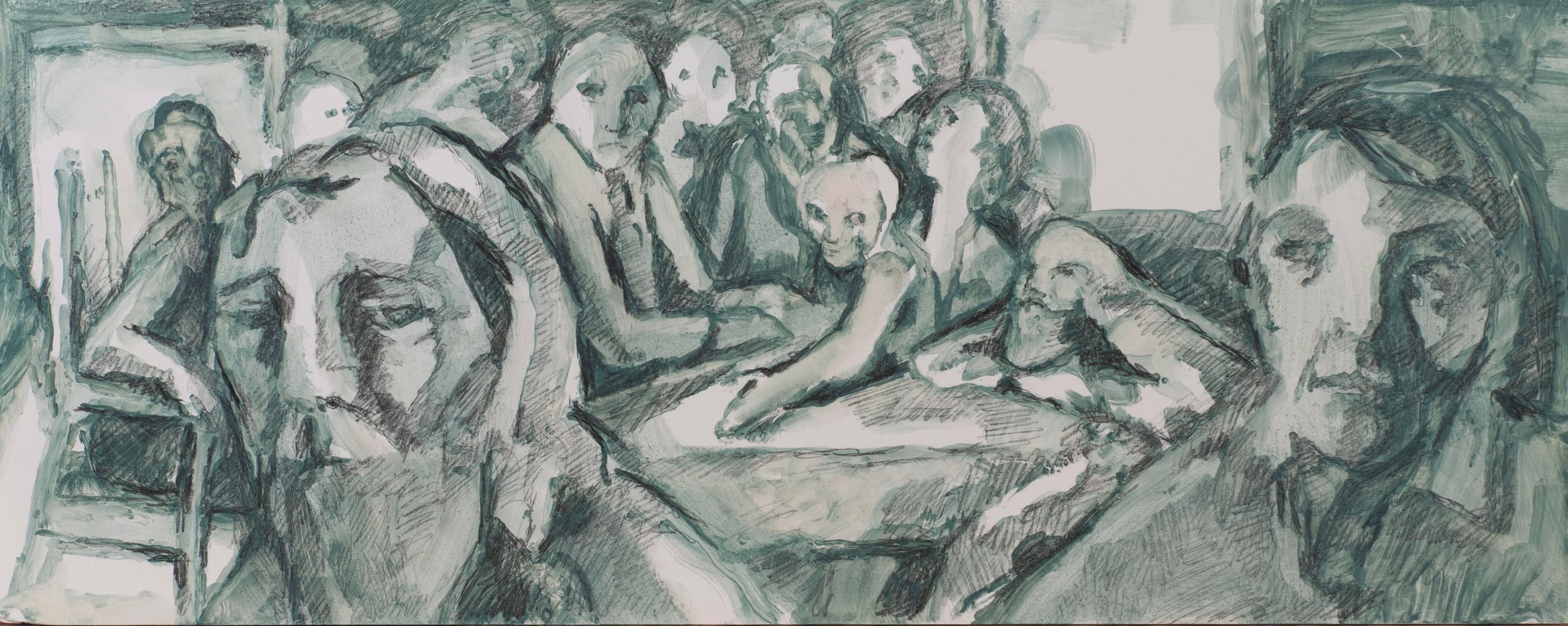 Art with the title "Study 1 for Last Supper, Seated Figure Left".