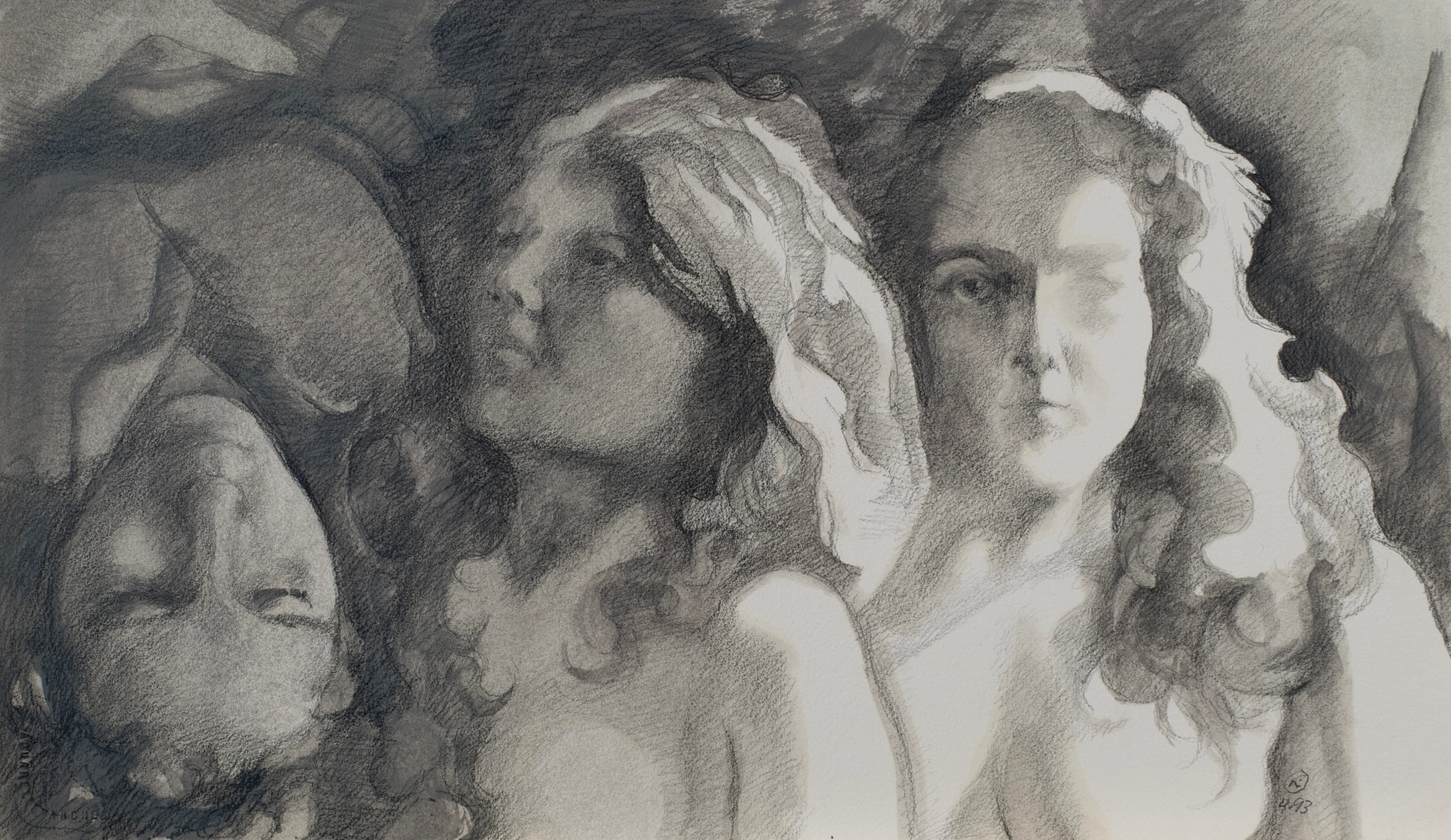 Art with the title "Young Lady Three Views".