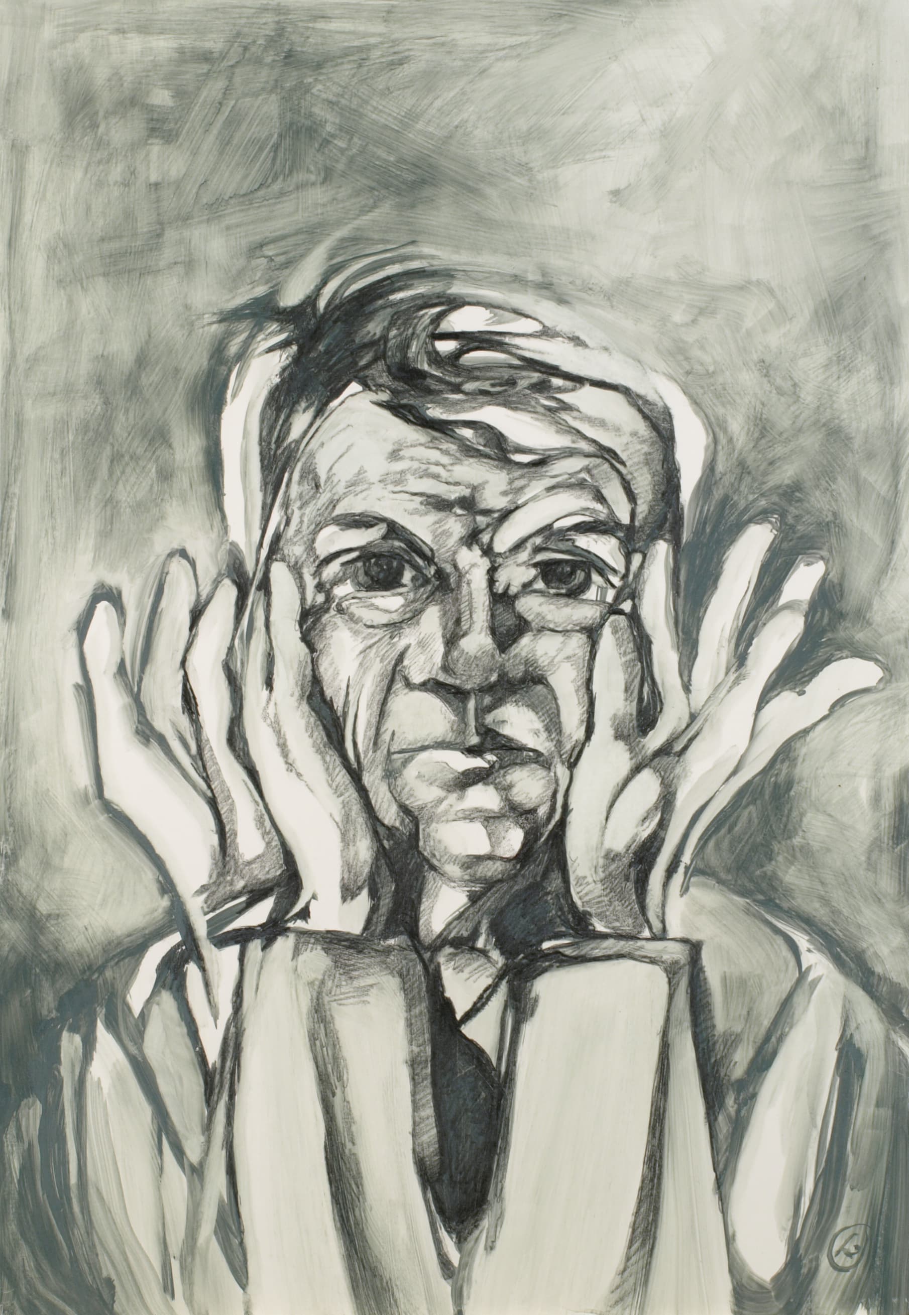 Art with the title "Self Portrait, Crazy Fingers".