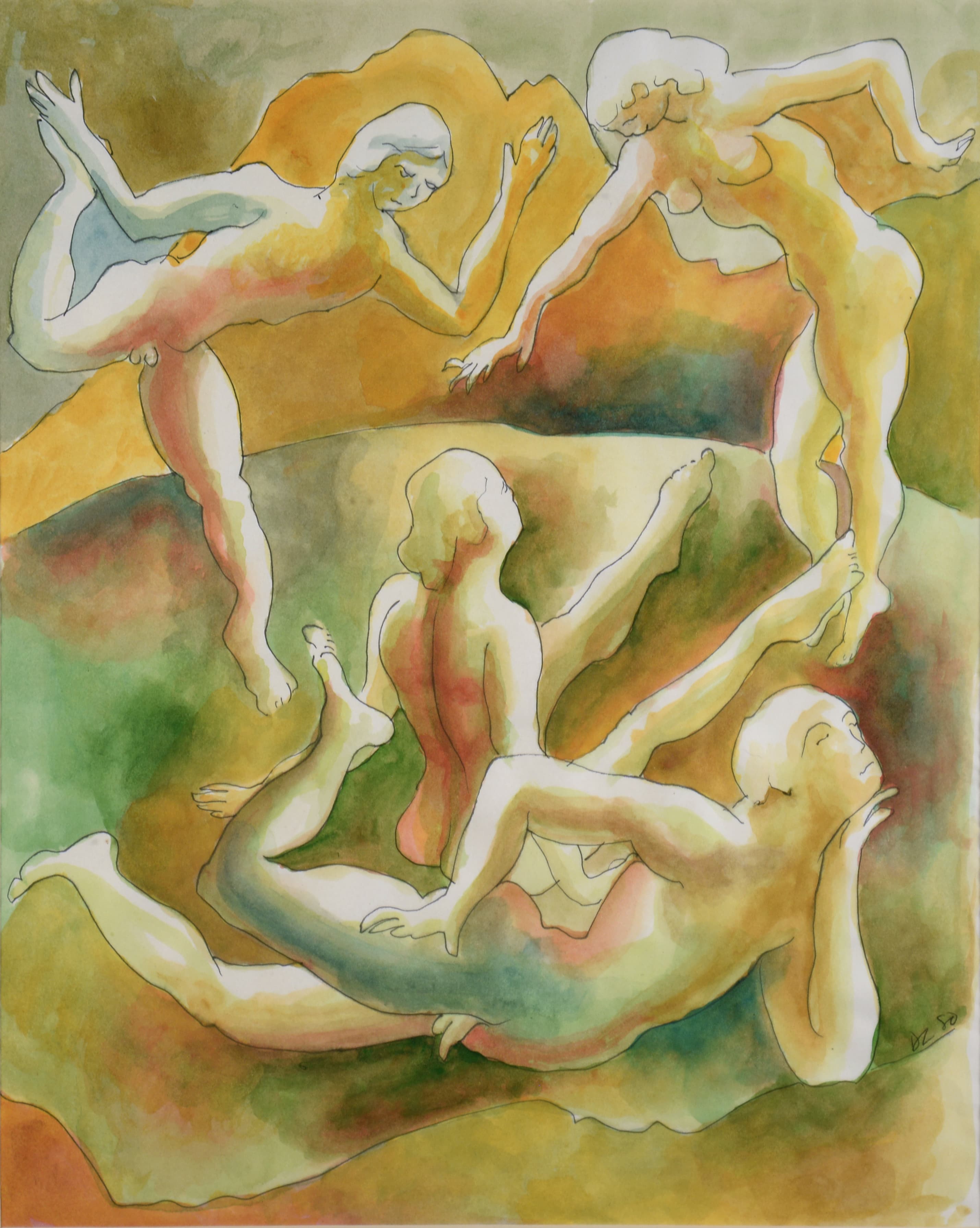 Art with the title "Four Figures, Two Floating".