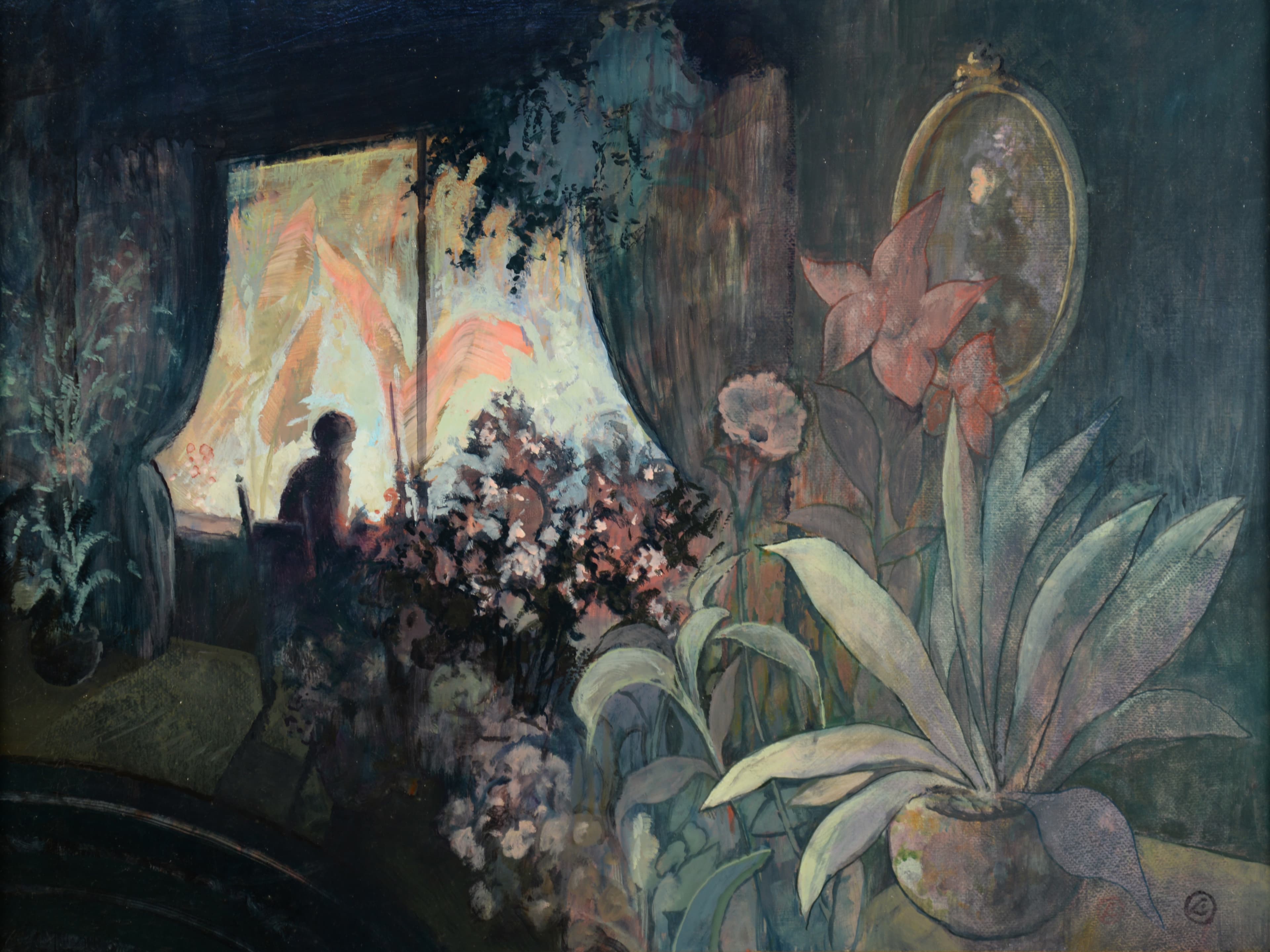 Art with the title "Woman Looking Out Window".