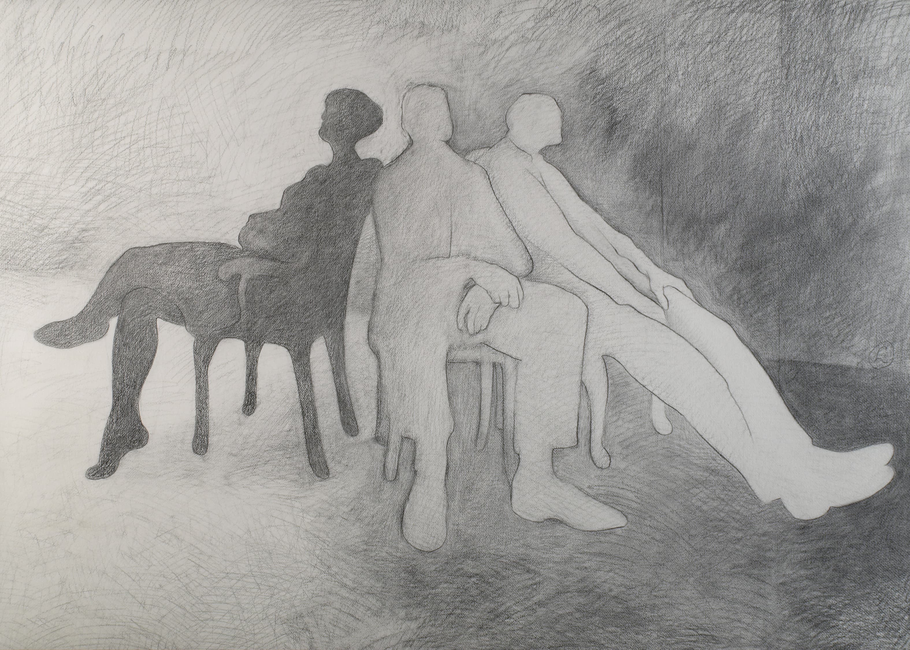 Art with the title "Three Silhouettes Seated".