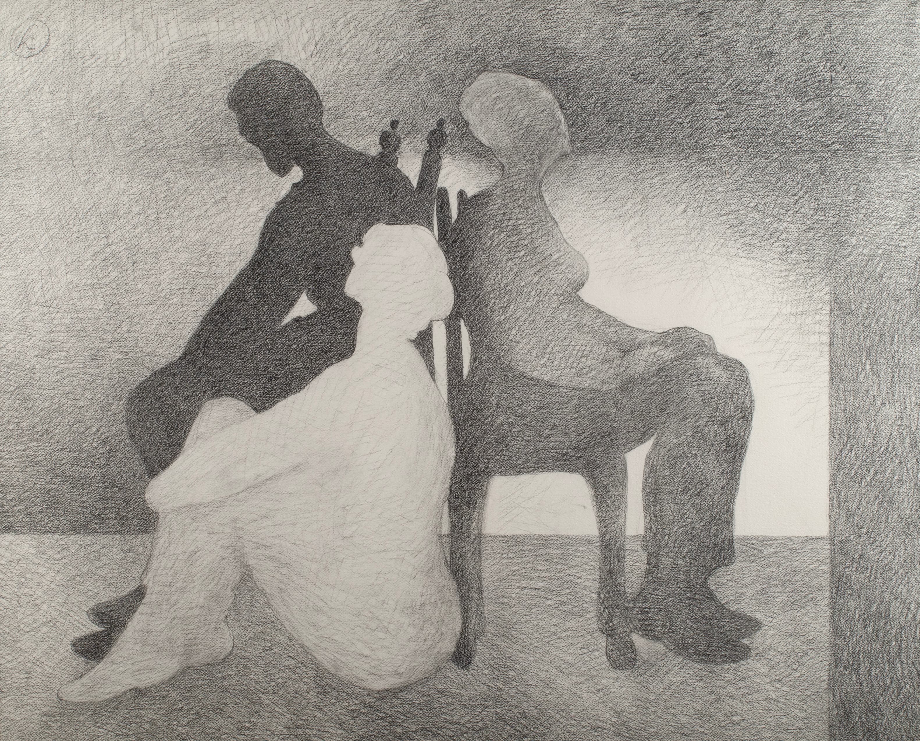 Art with the title "Silhouettes, Three Figures Seated".