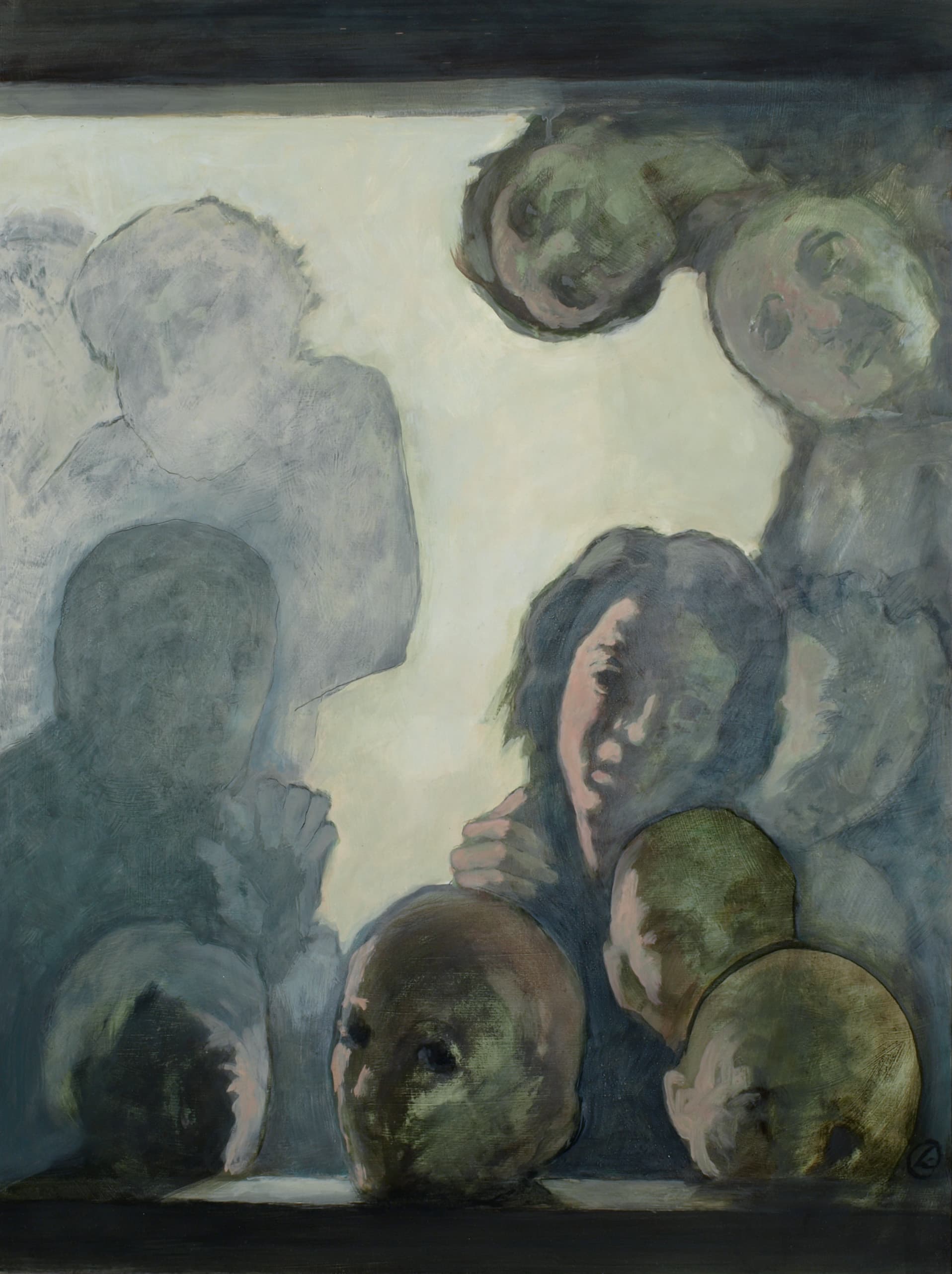 Art with the title "Psychic Portraits - Faces Through Opening".